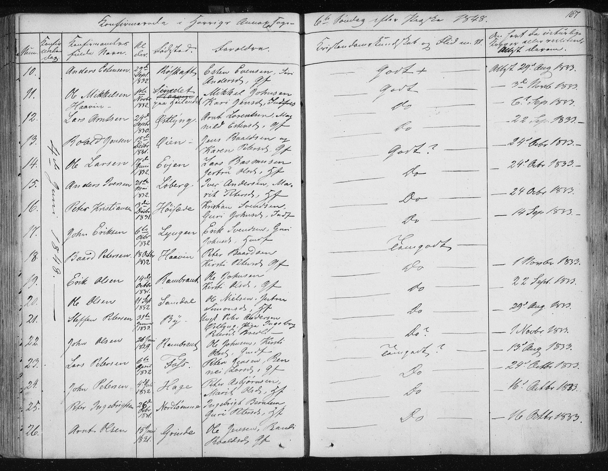 Ministerialprotokoller, klokkerbøker og fødselsregistre - Sør-Trøndelag, SAT/A-1456/687/L0998: Ministerialbok nr. 687A05 /2, 1843-1849, s. 167