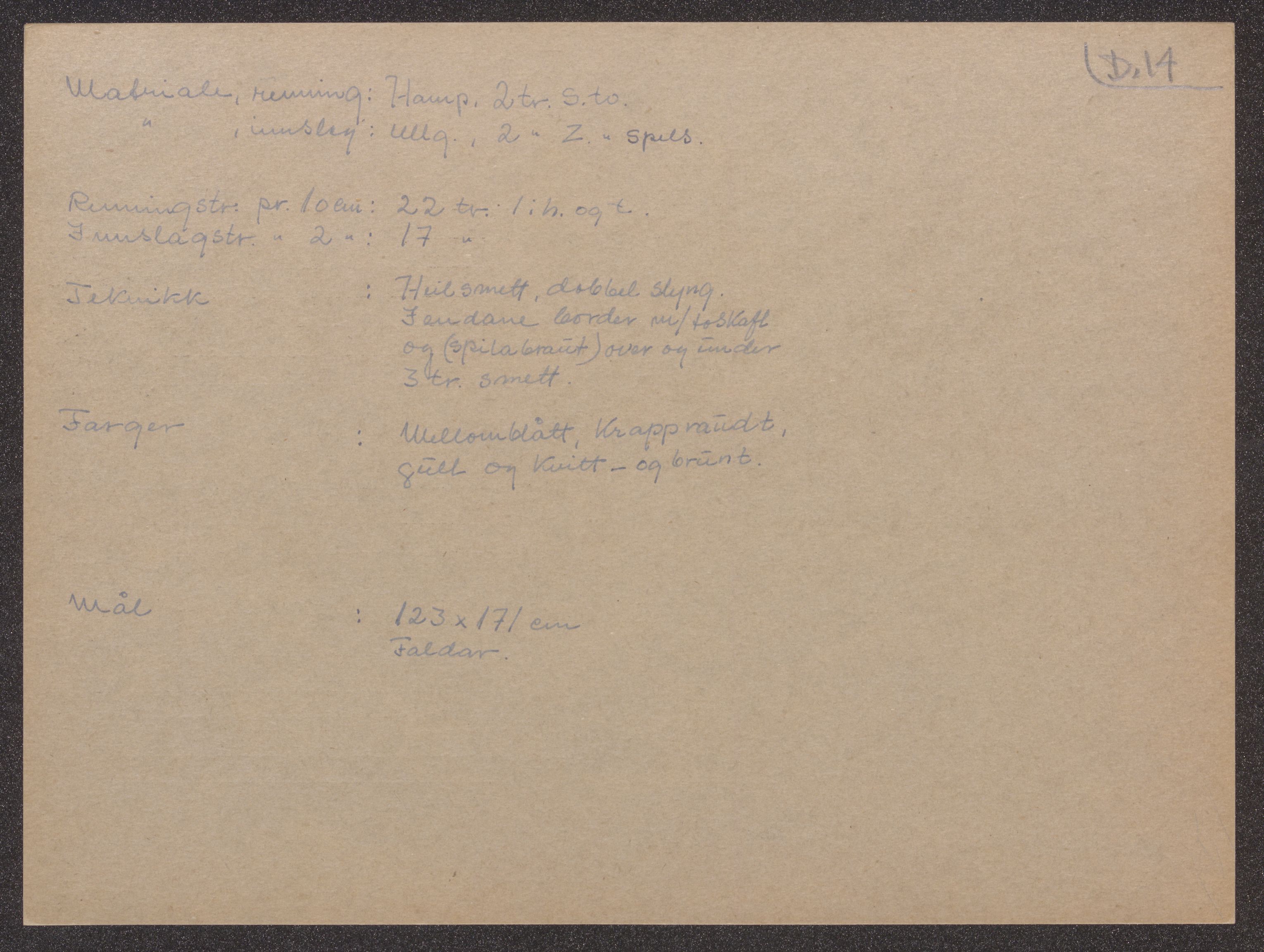Åkleprosjektet 1957, UMB/A008/F/Fa/L0001/0001: Registreringskort Smettåkle A-H / Smettåkler A -E, 1957