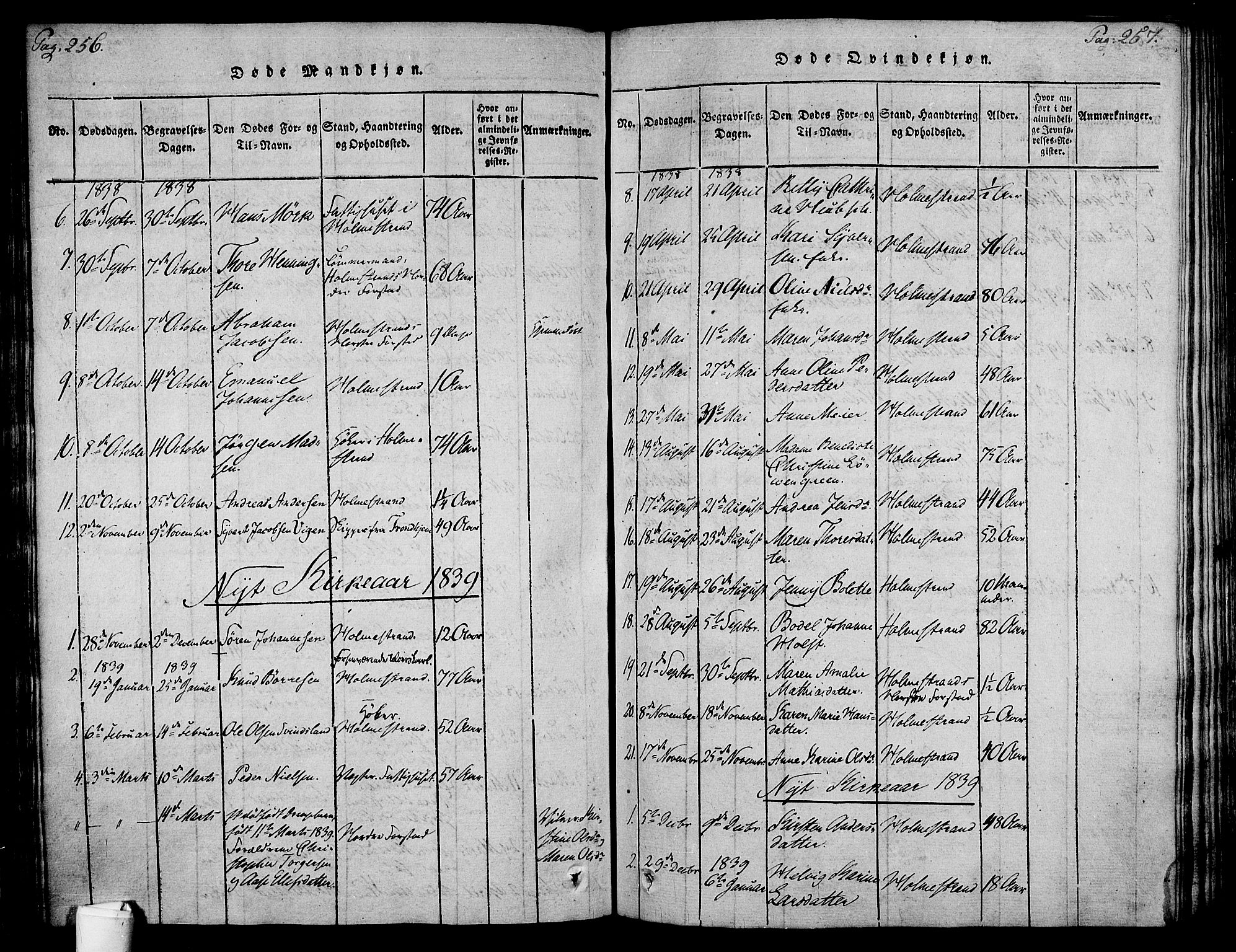 Holmestrand kirkebøker, AV/SAKO-A-346/F/Fa/L0001: Ministerialbok nr. 1, 1814-1840, s. 256-257