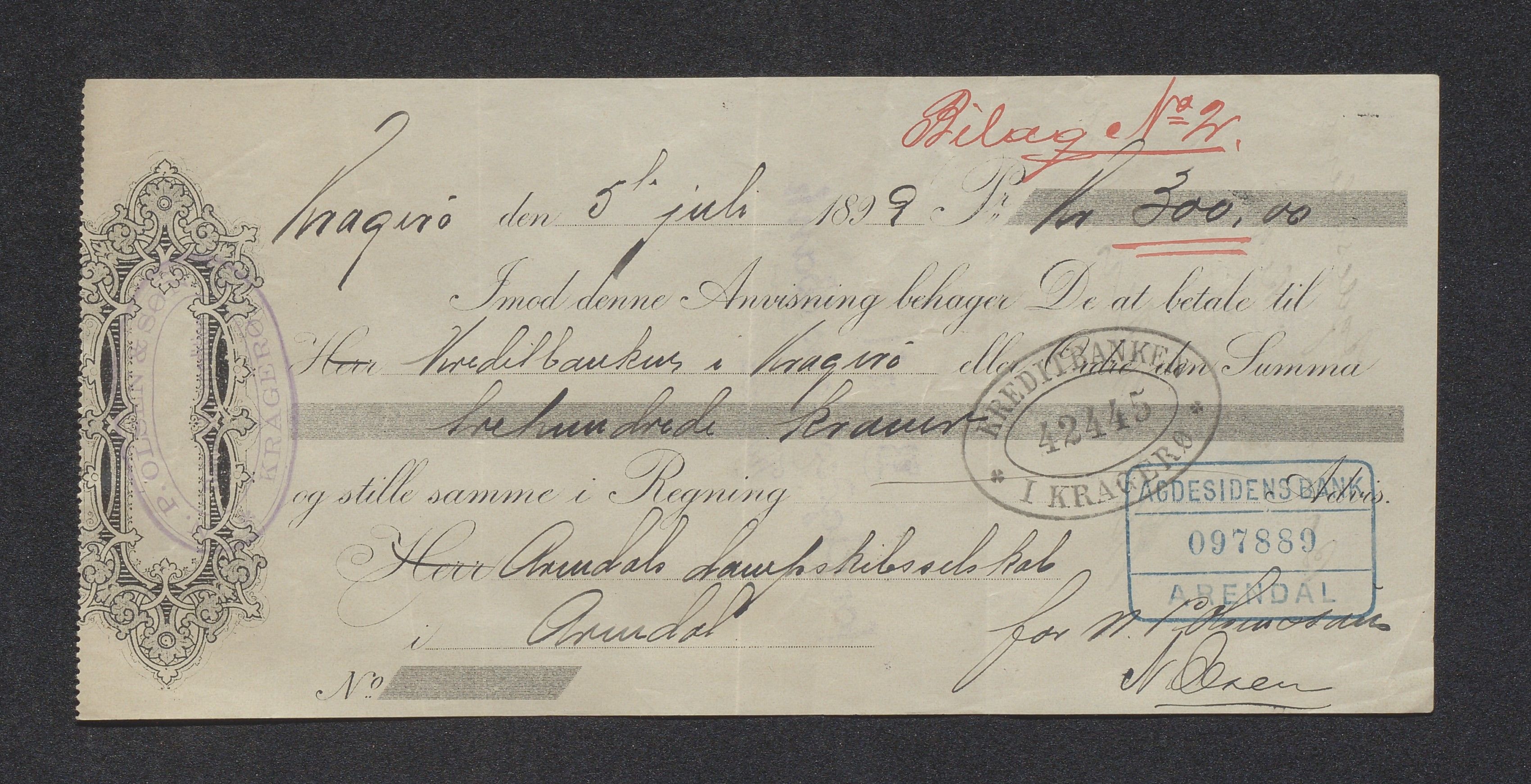 Arendals Dampskibsselskab (ADS), AAKS/PA-1716/1/15/L0018: Skipspapirer D/S Spero, 1898-1904