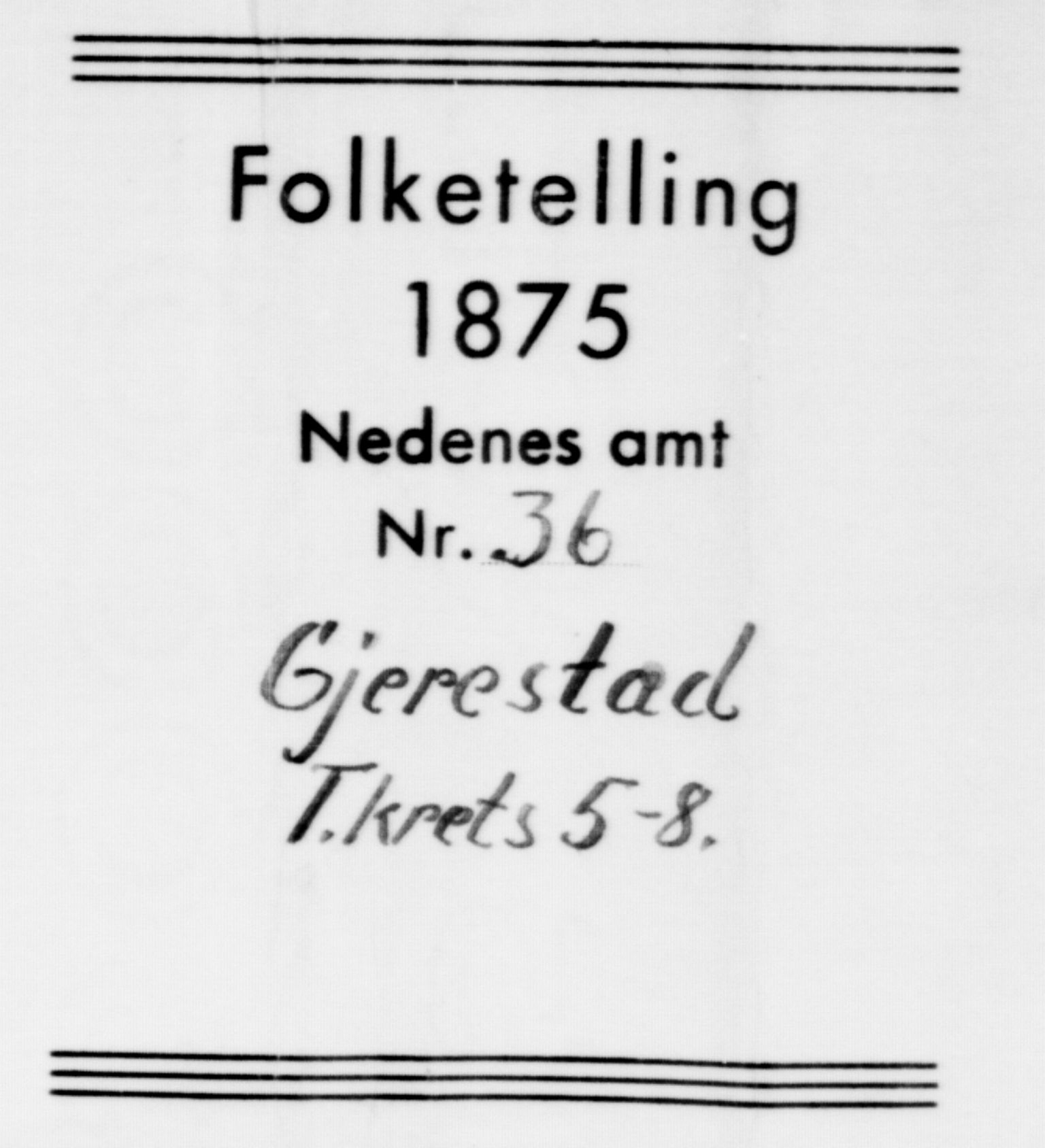 SAK, Folketelling 1875 for 0911P Gjerstad prestegjeld, 1875, s. 513