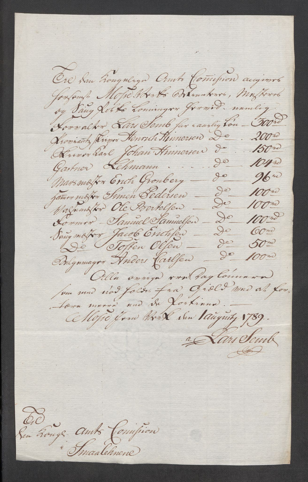 Rentekammeret inntil 1814, Reviderte regnskaper, Mindre regnskaper, RA/EA-4068/Rf/Rfe/L0025: Moss, Onsøy, Tune og Veme fogderi. Namdal fogderi, 1789, s. 19