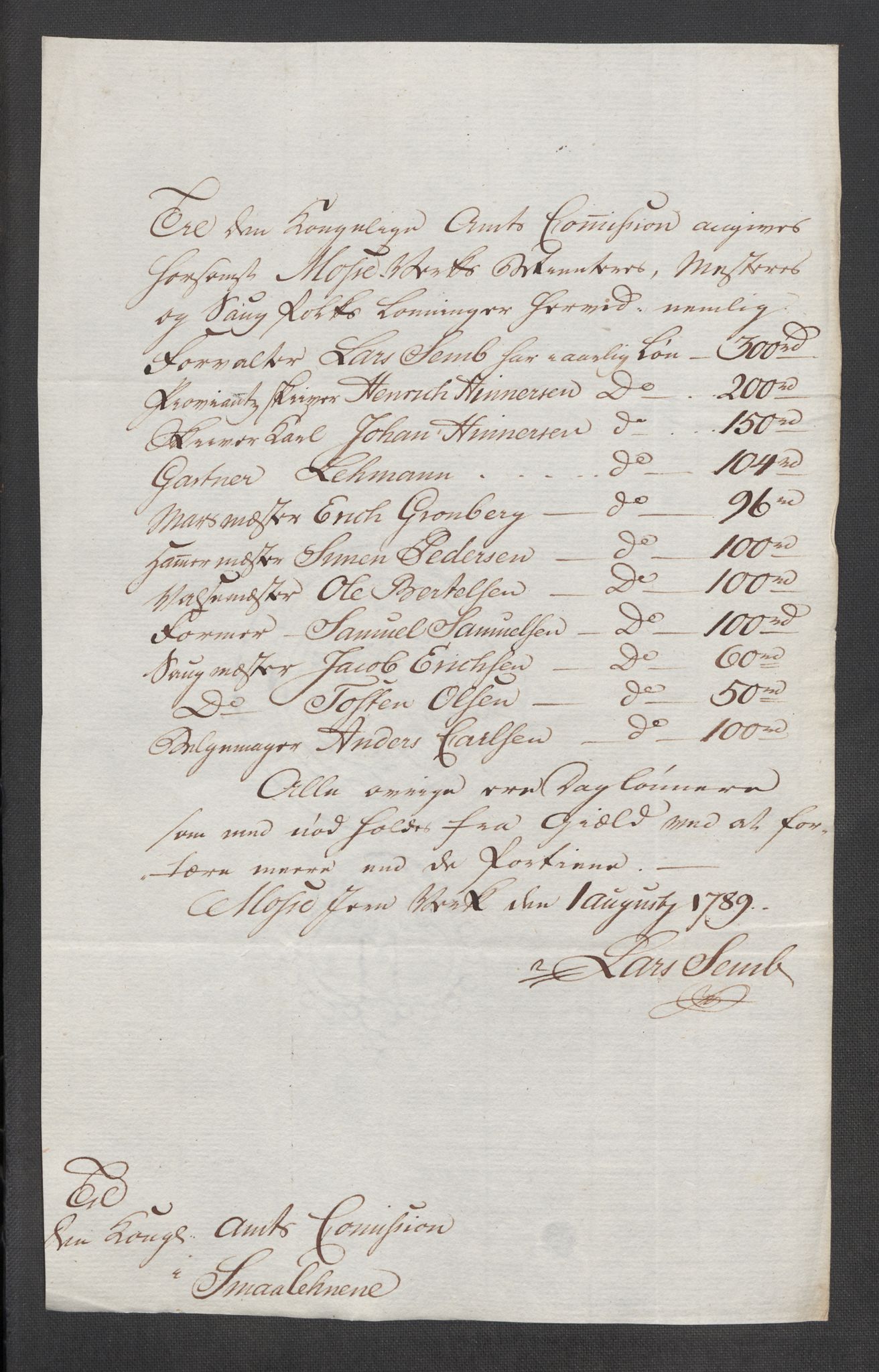 Rentekammeret inntil 1814, Reviderte regnskaper, Mindre regnskaper, AV/RA-EA-4068/Rf/Rfe/L0025: Moss, Onsøy, Tune og Veme fogderi. Namdal fogderi, 1789, s. 19