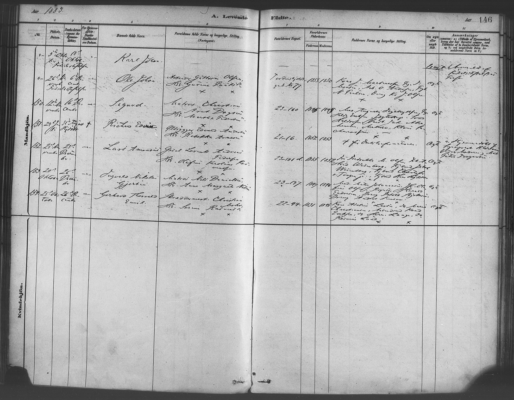 Korskirken sokneprestembete, SAB/A-76101/H/Haa/L0021: Ministerialbok nr. B 7, 1878-1889, s. 146