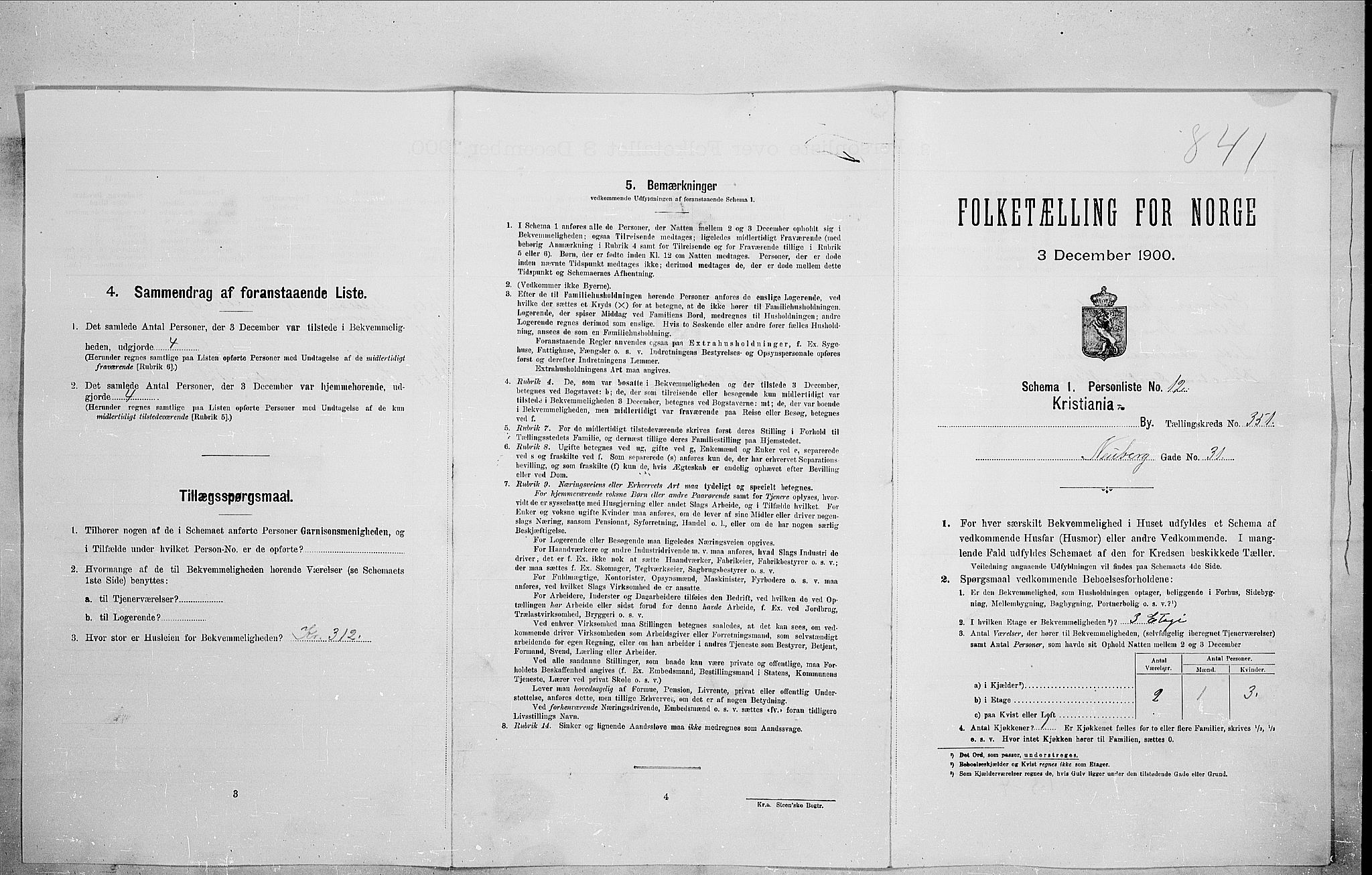 SAO, Folketelling 1900 for 0301 Kristiania kjøpstad, 1900, s. 63468