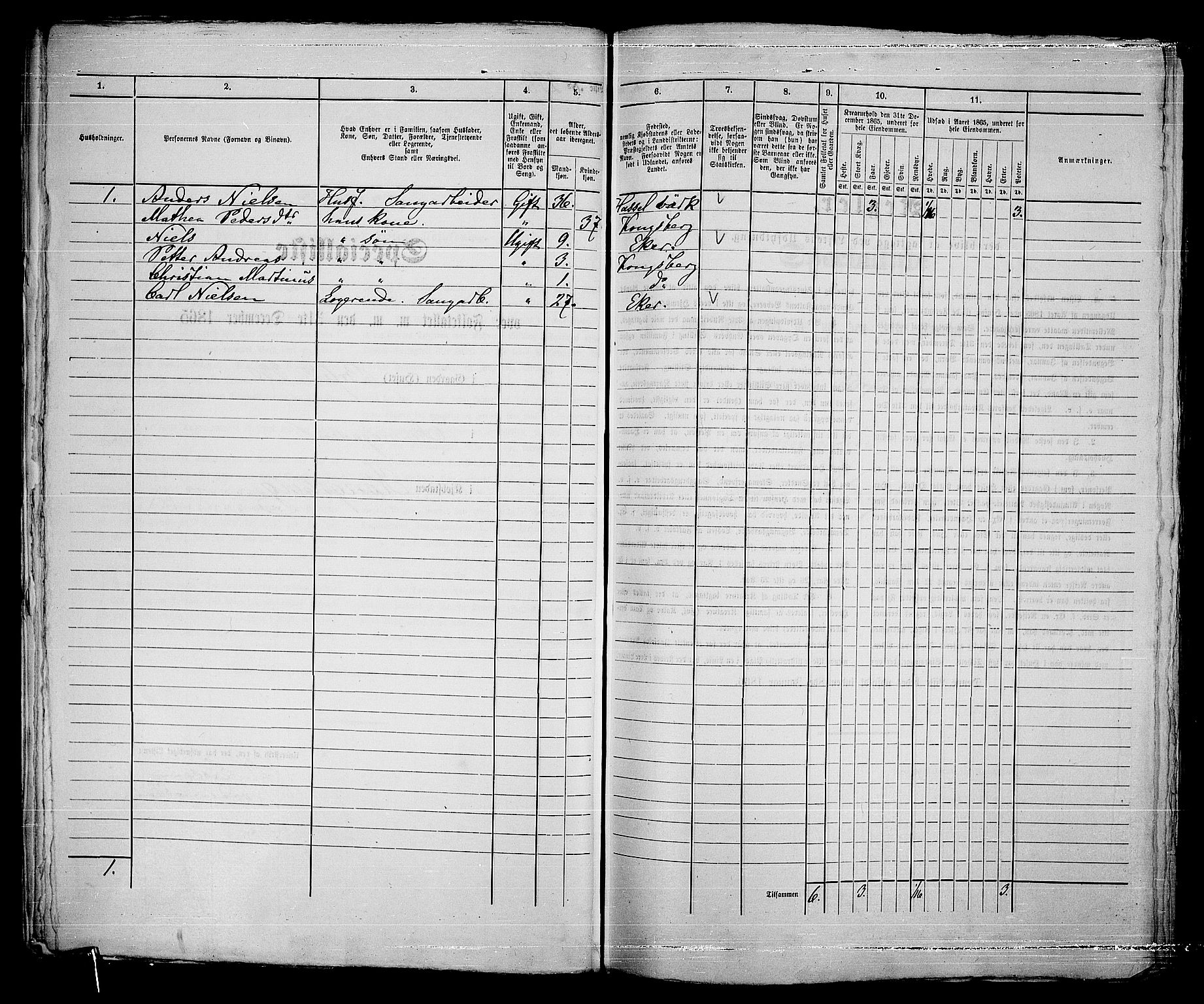 RA, Folketelling 1865 for 0604B Kongsberg prestegjeld, Kongsberg kjøpstad, 1865, s. 606