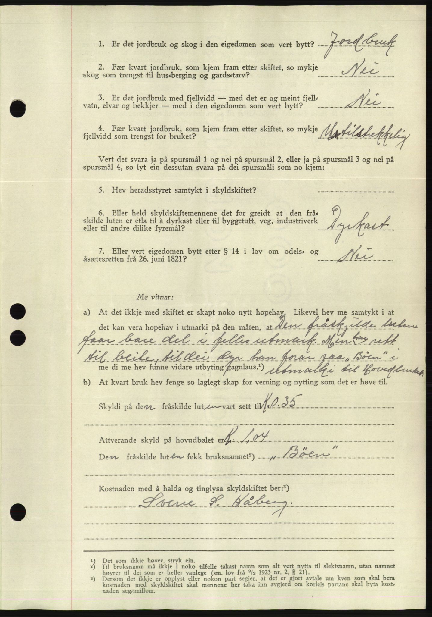 Søre Sunnmøre sorenskriveri, AV/SAT-A-4122/1/2/2C/L0075: Pantebok nr. 1A, 1943-1943, Dagboknr: 228/1943