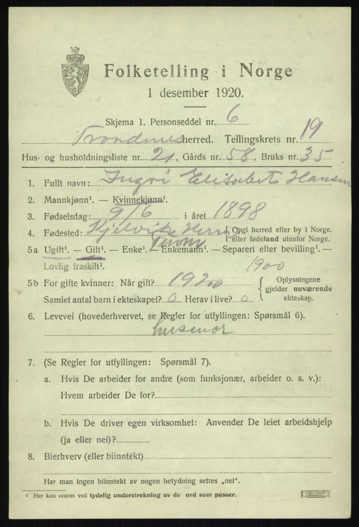 SATØ, Folketelling 1920 for 1914 Trondenes herred, 1920, s. 13662