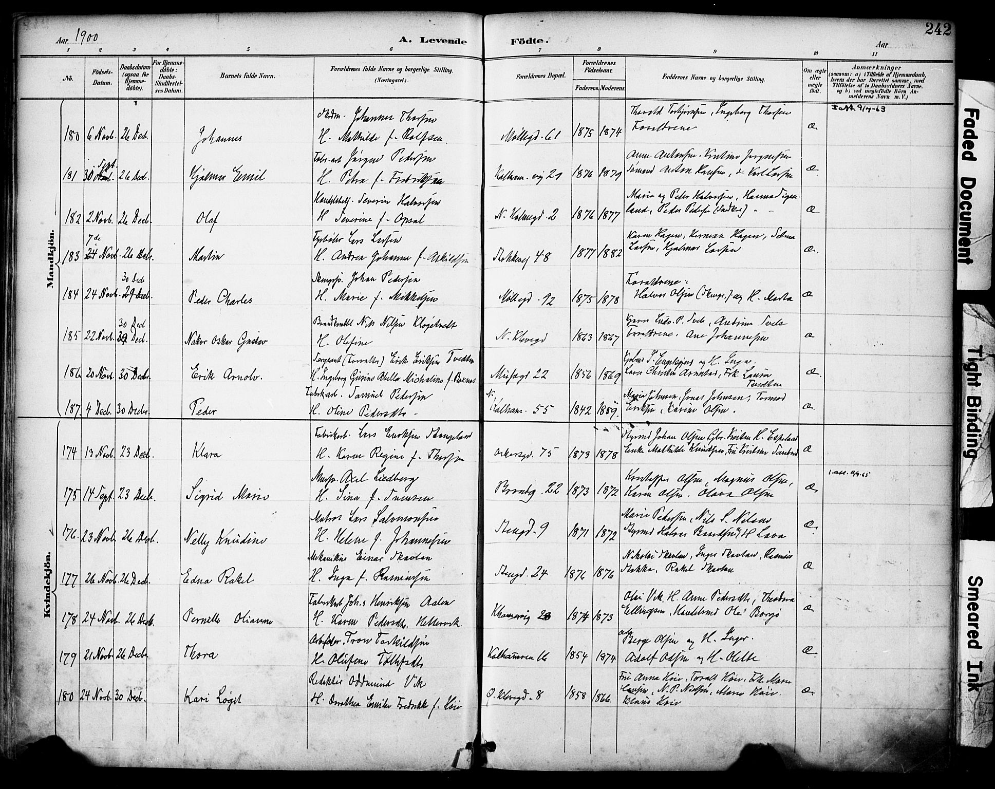 Domkirken sokneprestkontor, AV/SAST-A-101812/001/30/30BA/L0030: Ministerialbok nr. A 29, 1889-1902, s. 242