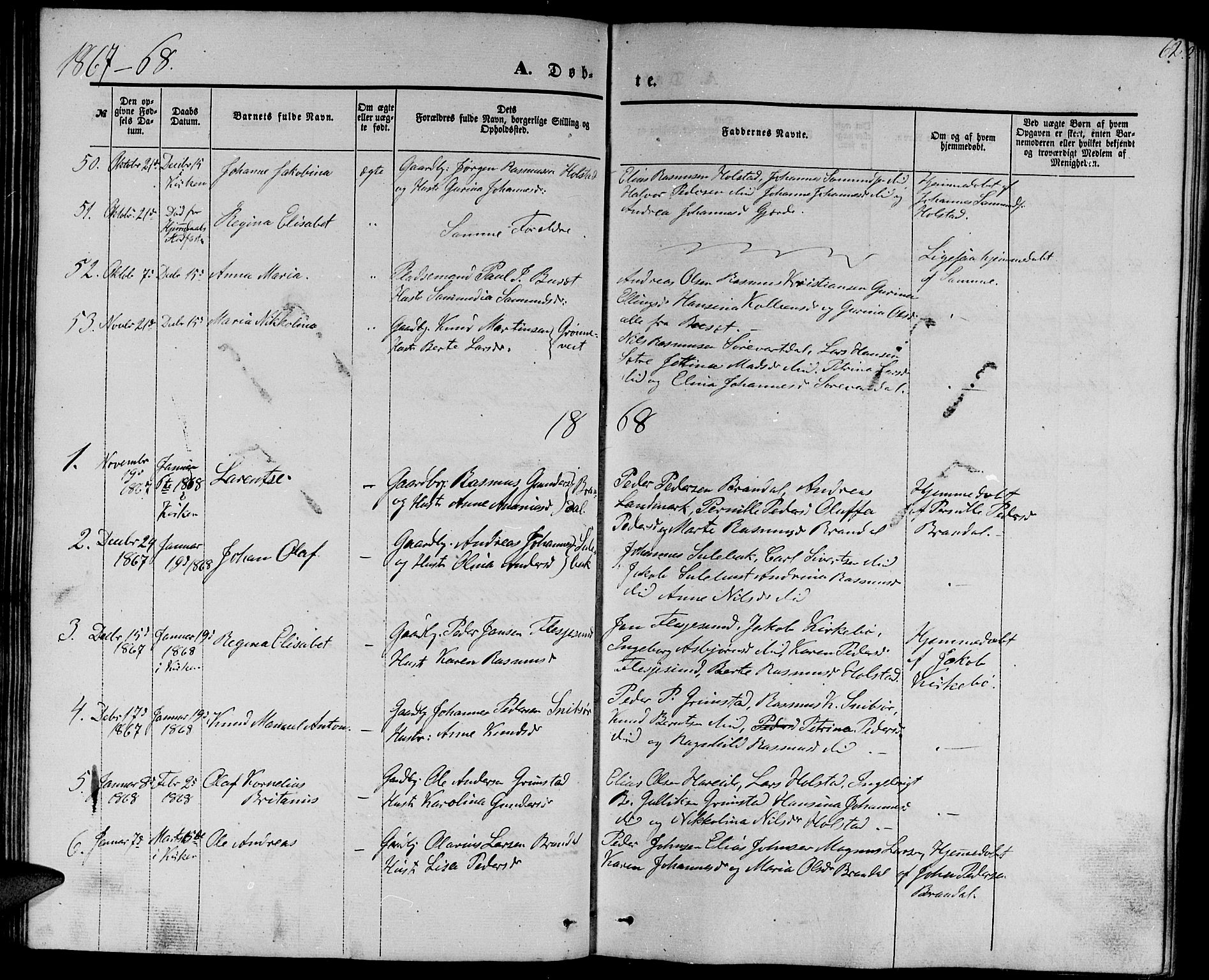 Ministerialprotokoller, klokkerbøker og fødselsregistre - Møre og Romsdal, AV/SAT-A-1454/510/L0124: Klokkerbok nr. 510C01, 1854-1877, s. 62