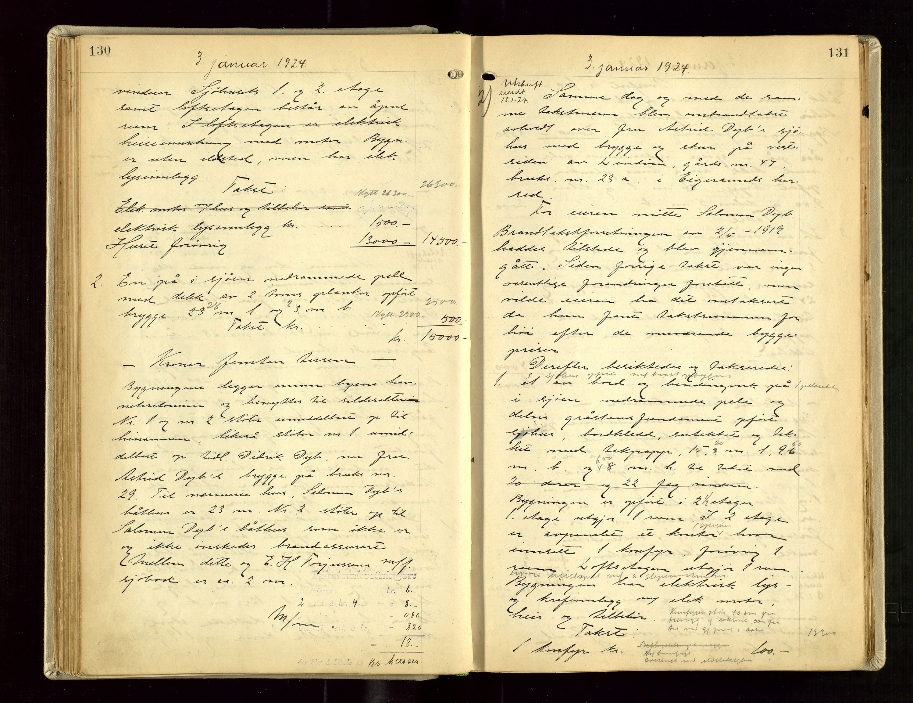 Eigersund lensmannskontor, AV/SAST-A-100171/Goa/L0005: "Branntakstprotokoll", 1921-1936, s. 130-131