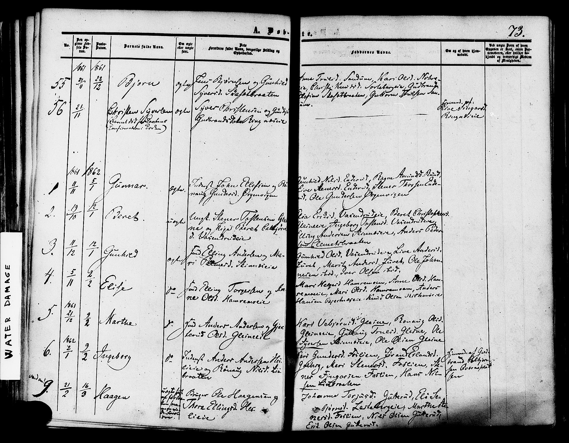 Krødsherad kirkebøker, AV/SAKO-A-19/F/Fa/L0003: Ministerialbok nr. 3, 1851-1872, s. 73