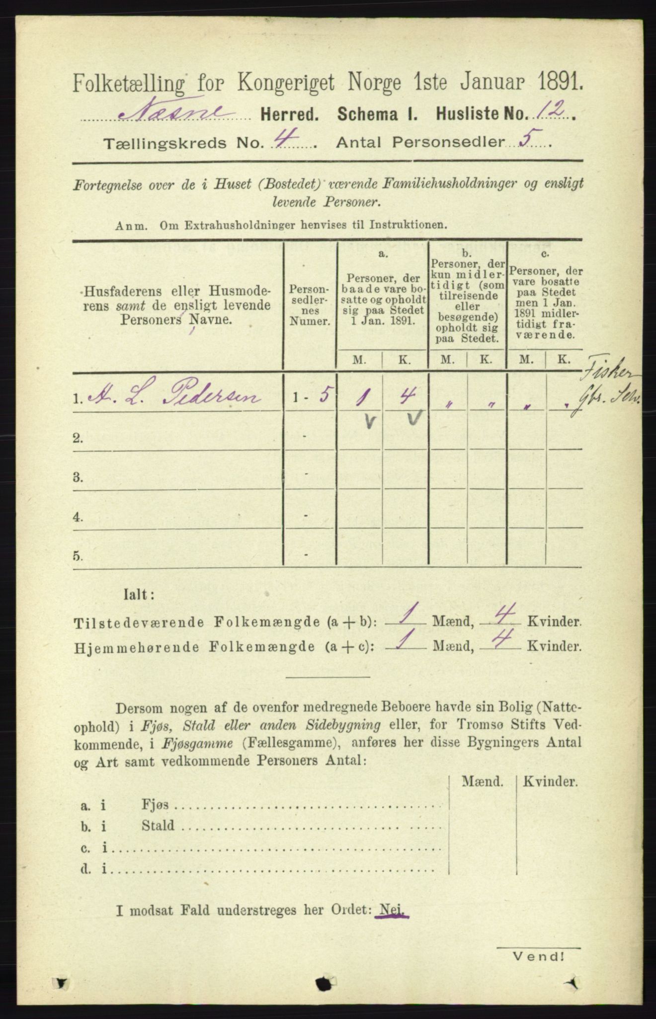 RA, Folketelling 1891 for 1828 Nesna herred, 1891, s. 2098