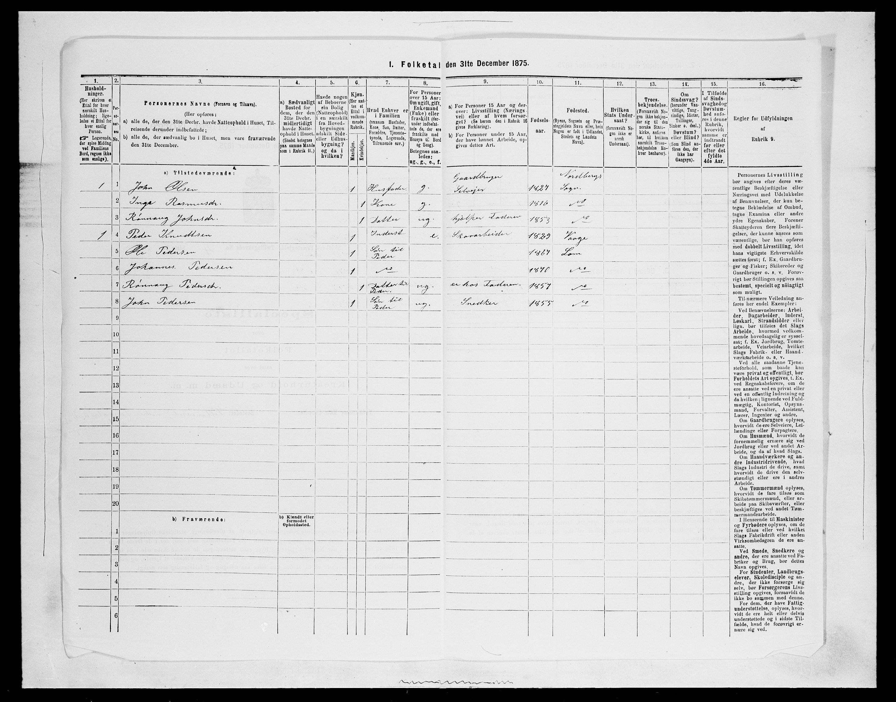 SAH, Folketelling 1875 for 0513P Skjåk prestegjeld, 1875, s. 709