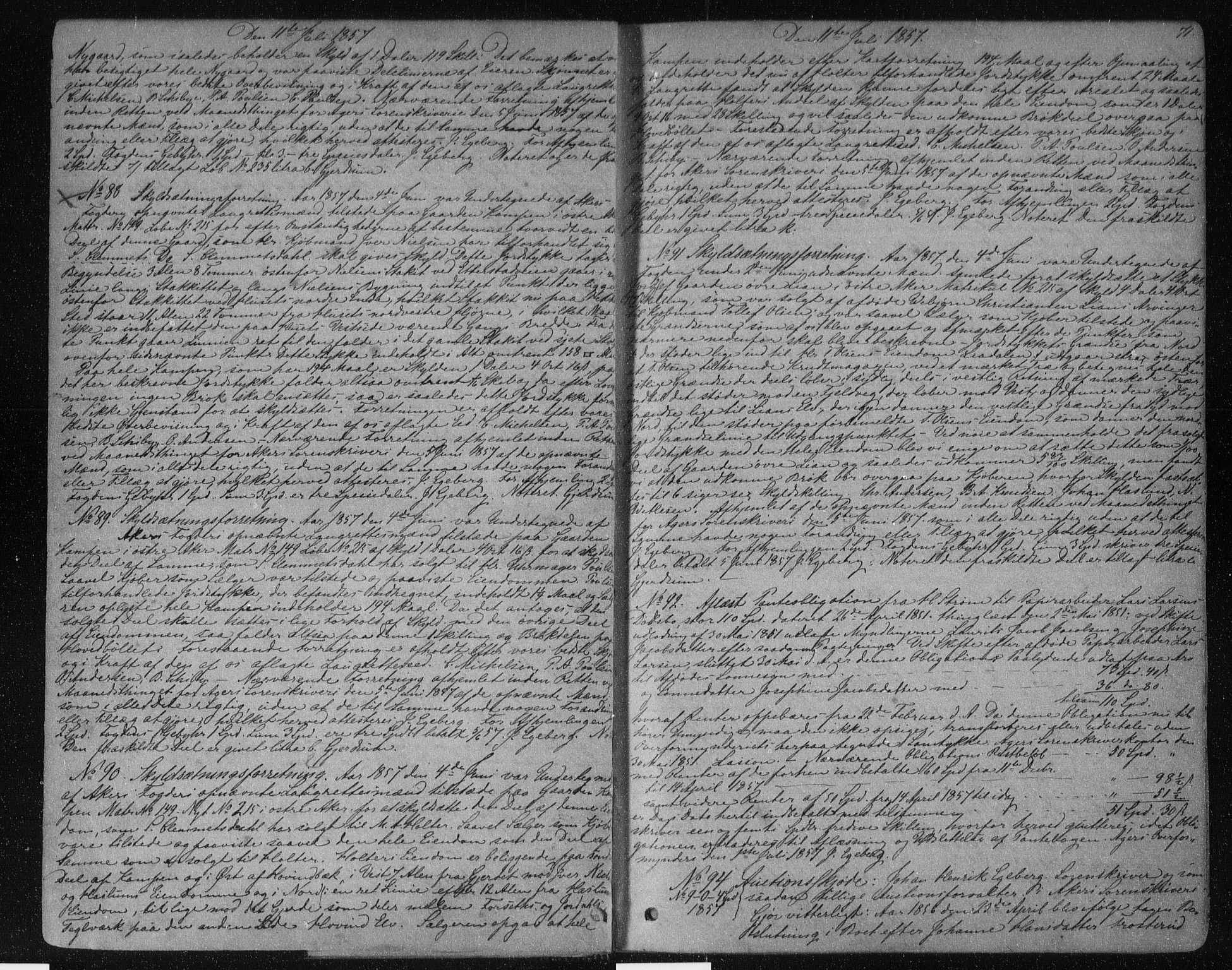 Aker sorenskriveri, SAO/A-10895/G/Gb/Gba/L0020: Pantebok nr. I 20, 1857-1861, s. 70-71