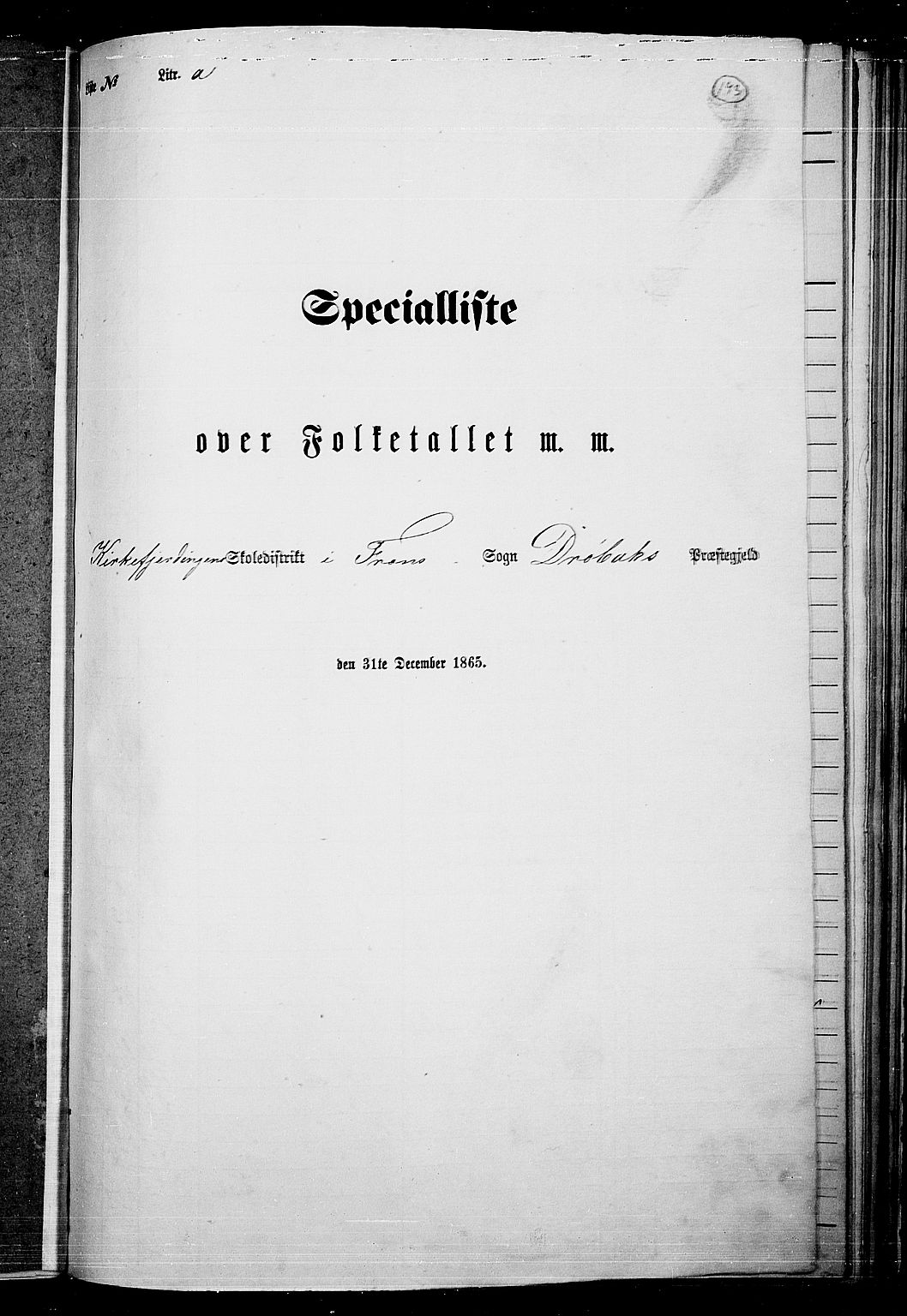 RA, Folketelling 1865 for 0215L Drøbak prestegjeld, Frogn sokn, 1865, s. 27