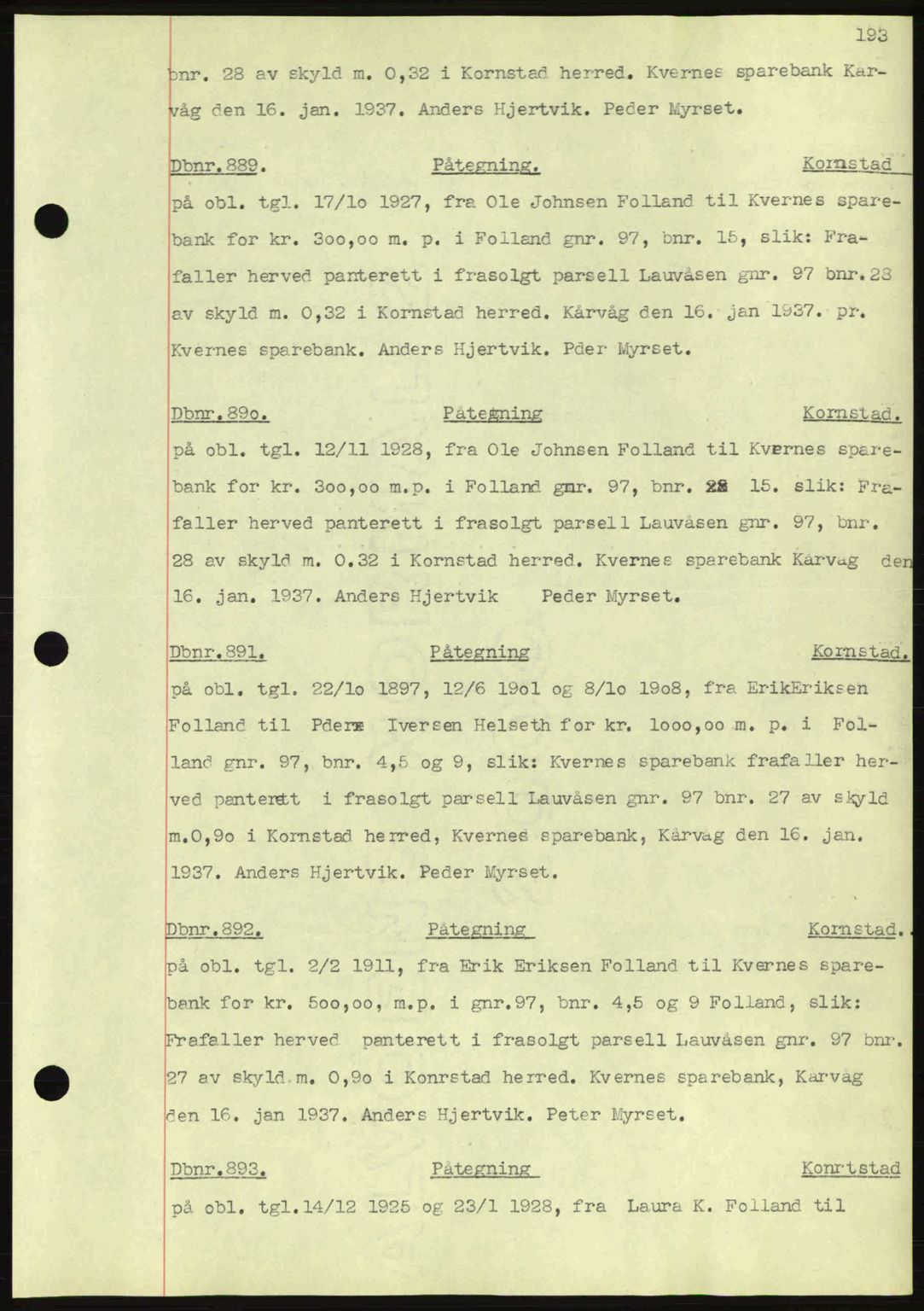 Nordmøre sorenskriveri, SAT/A-4132/1/2/2Ca: Pantebok nr. C80, 1936-1939, Dagboknr: 889/1937