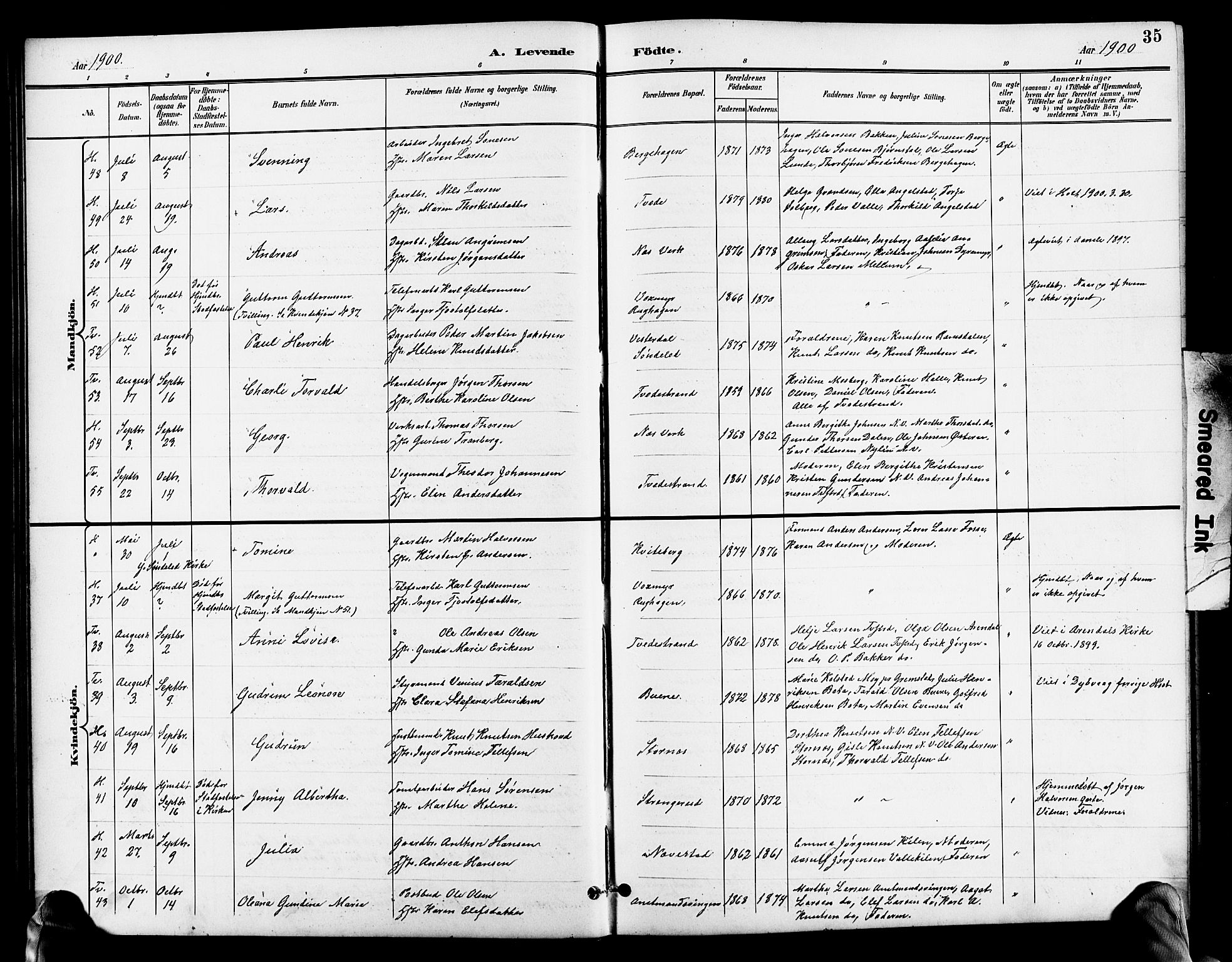 Holt sokneprestkontor, SAK/1111-0021/F/Fb/L0011: Klokkerbok nr. B 11, 1897-1921, s. 35