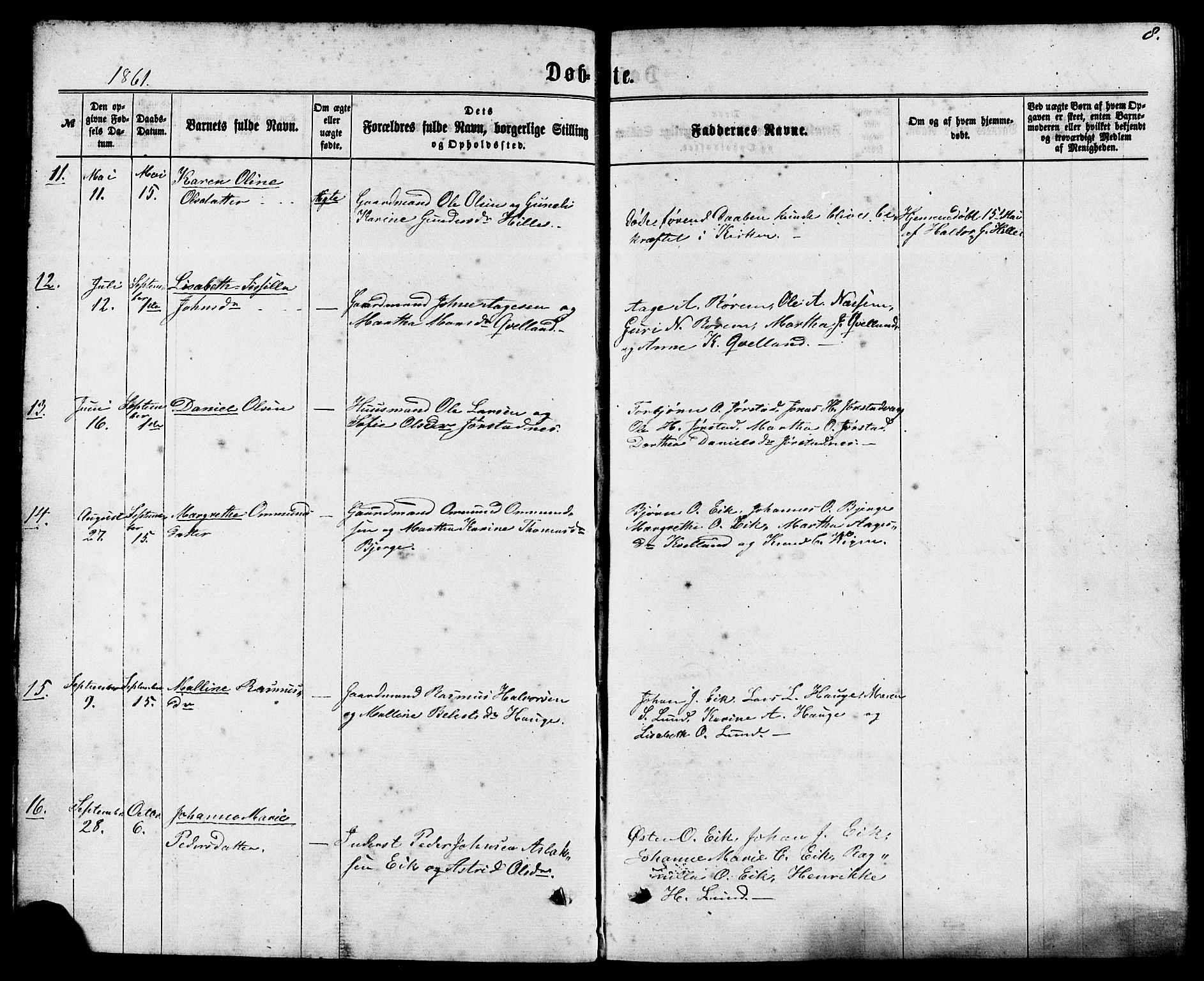 Nedstrand sokneprestkontor, AV/SAST-A-101841/01/IV: Ministerialbok nr. A 10, 1861-1887, s. 8