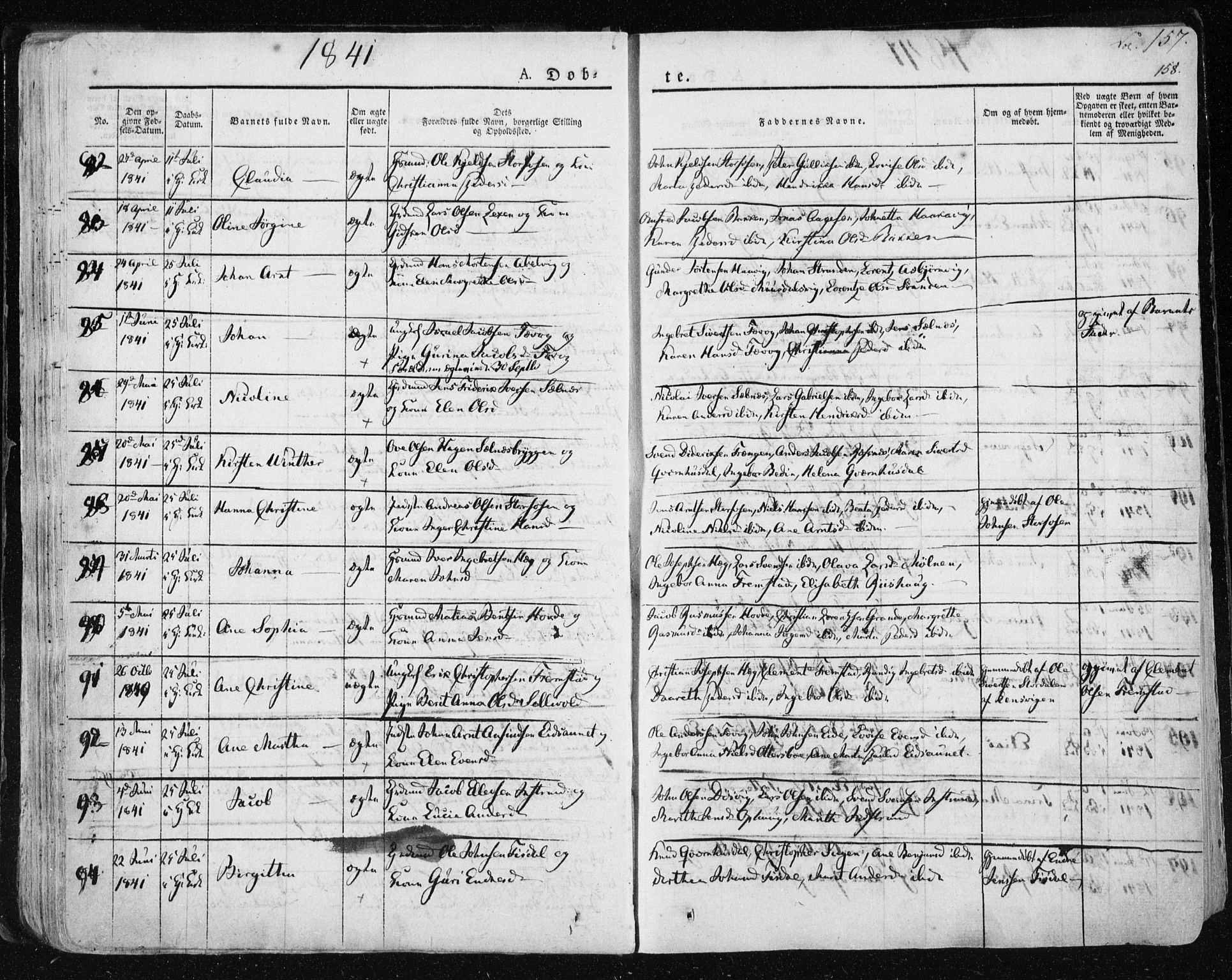 Ministerialprotokoller, klokkerbøker og fødselsregistre - Sør-Trøndelag, SAT/A-1456/659/L0735: Ministerialbok nr. 659A05, 1826-1841, s. 157