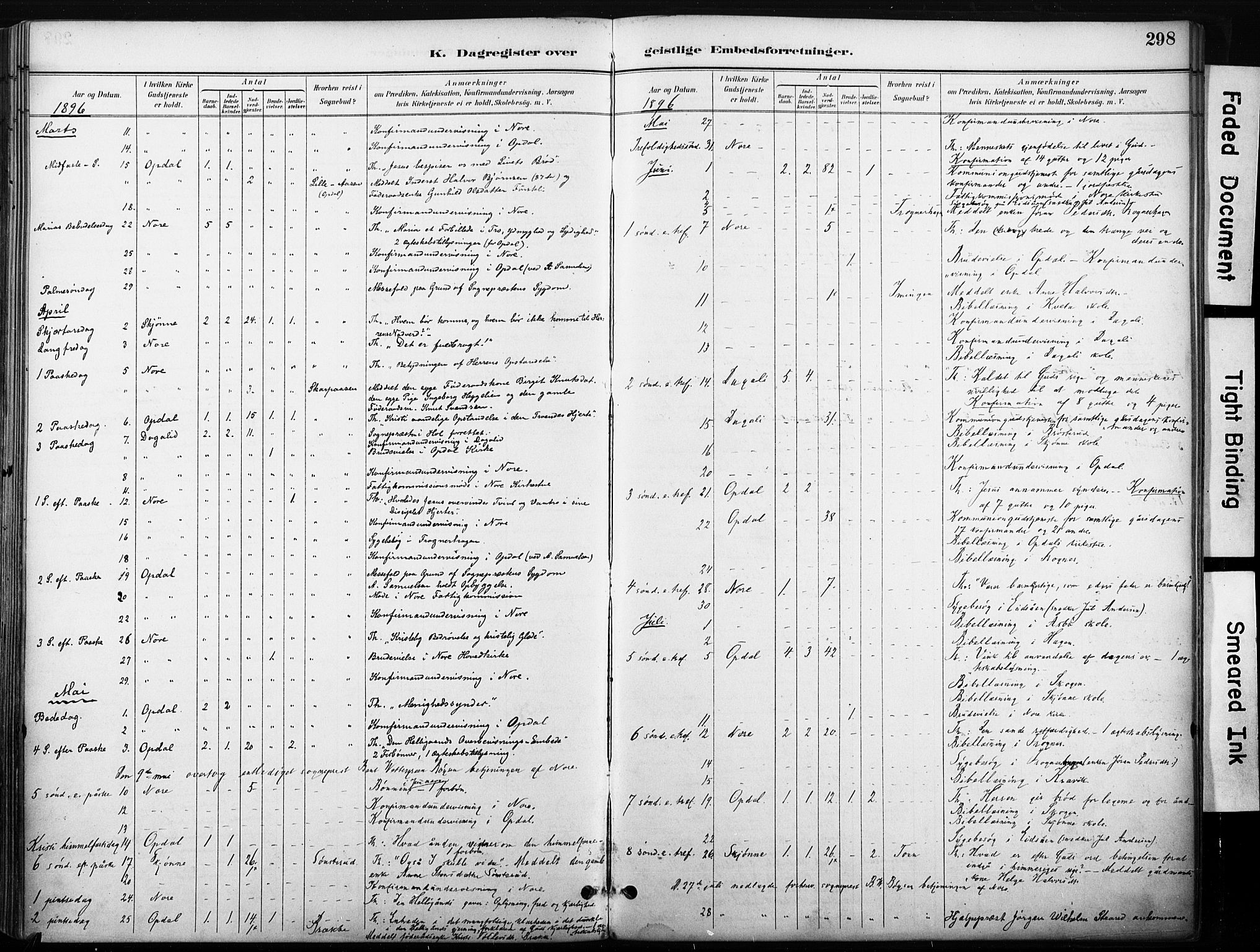 Nore kirkebøker, AV/SAKO-A-238/F/Fb/L0002: Ministerialbok nr. II 2, 1886-1906, s. 298