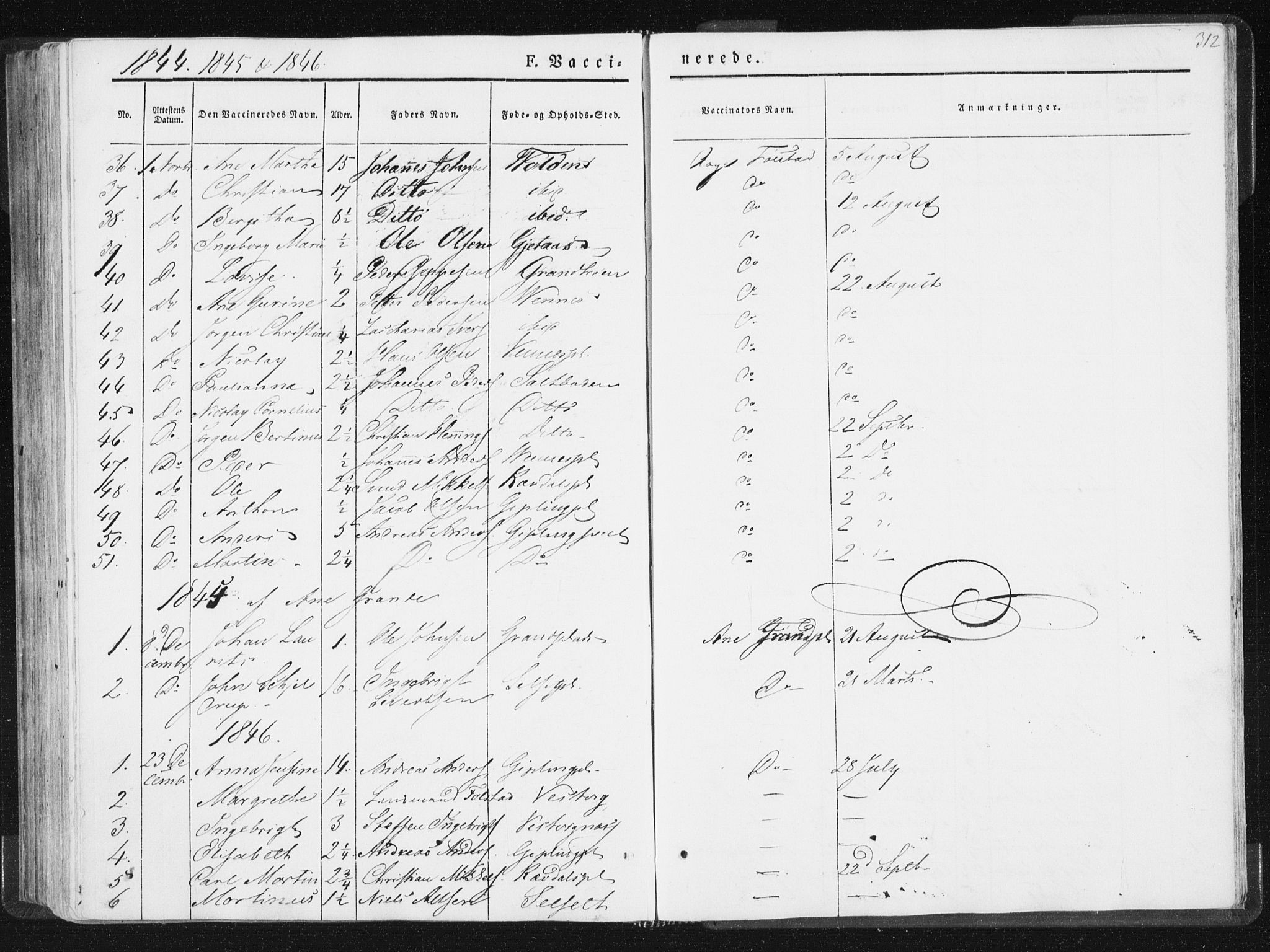 Ministerialprotokoller, klokkerbøker og fødselsregistre - Nord-Trøndelag, SAT/A-1458/744/L0418: Ministerialbok nr. 744A02, 1843-1866, s. 312
