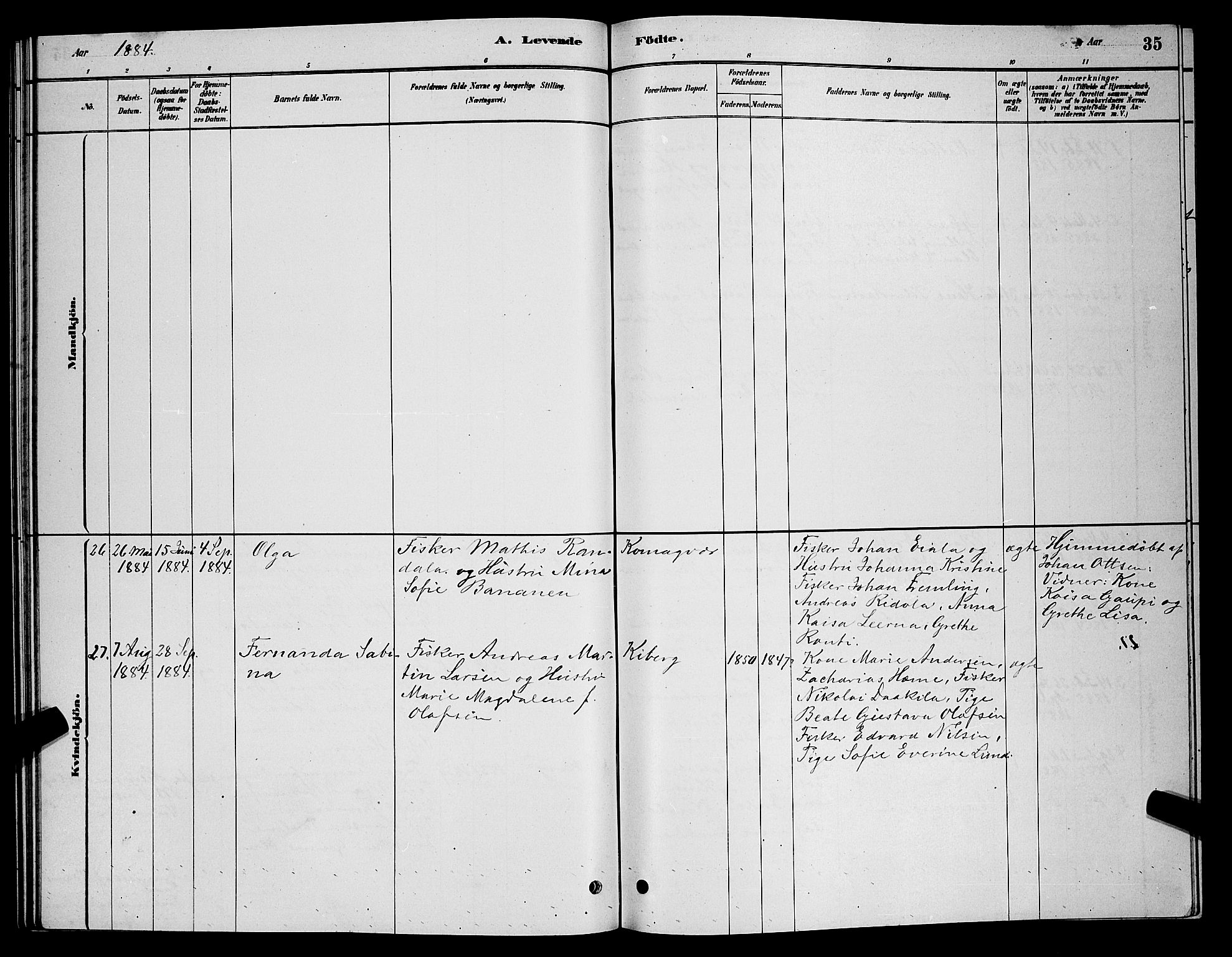 Vardø sokneprestkontor, AV/SATØ-S-1332/H/Hb/L0006klokker: Klokkerbok nr. 6, 1879-1887, s. 35