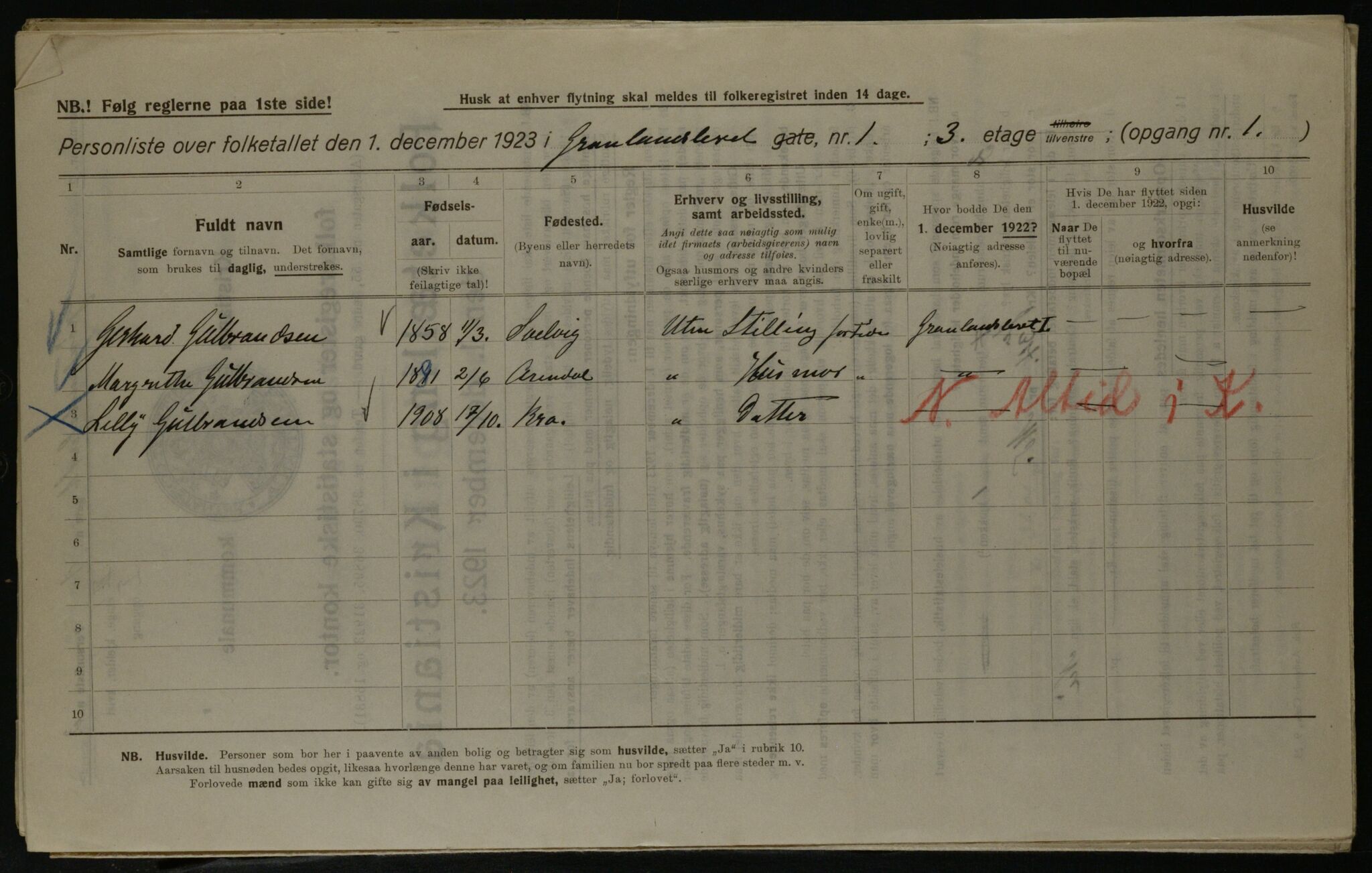 OBA, Kommunal folketelling 1.12.1923 for Kristiania, 1923, s. 35375