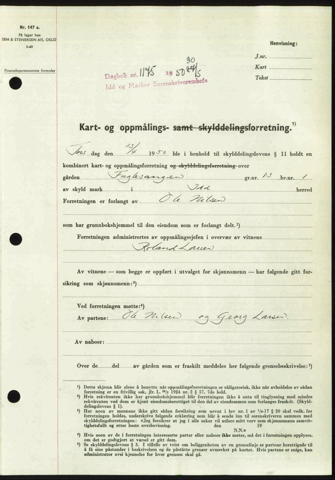 Idd og Marker sorenskriveri, AV/SAO-A-10283/G/Gb/Gbb/L0014: Pantebok nr. A14, 1950-1950, Dagboknr: 1175/1950