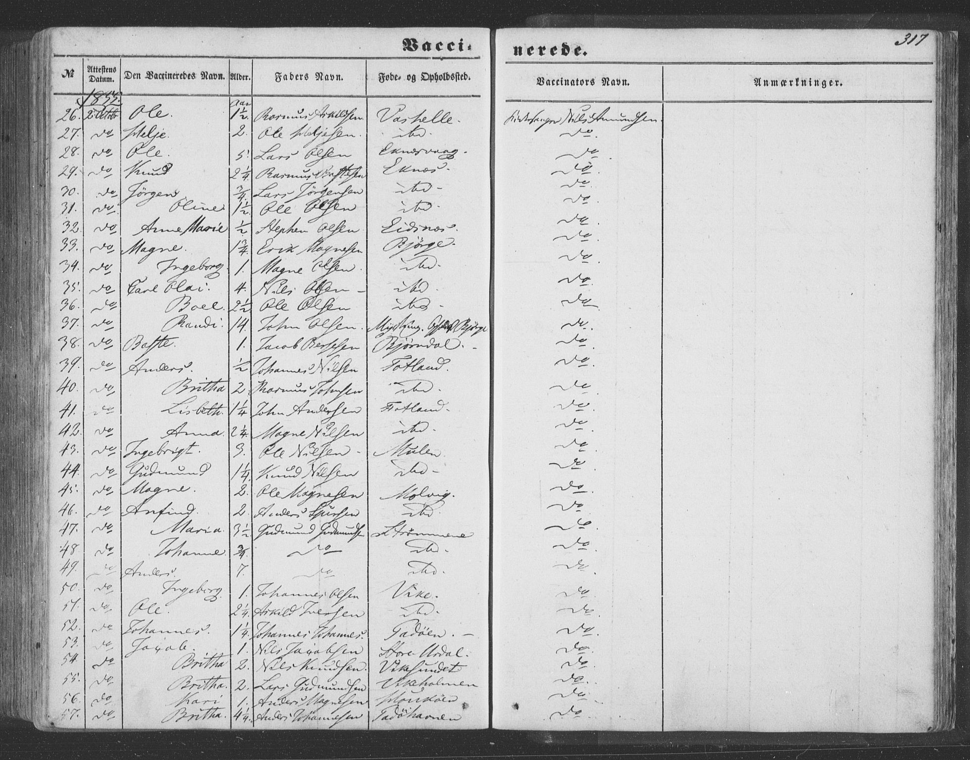 Hosanger sokneprestembete, AV/SAB-A-75801/H/Haa: Ministerialbok nr. A 8, 1849-1863, s. 317