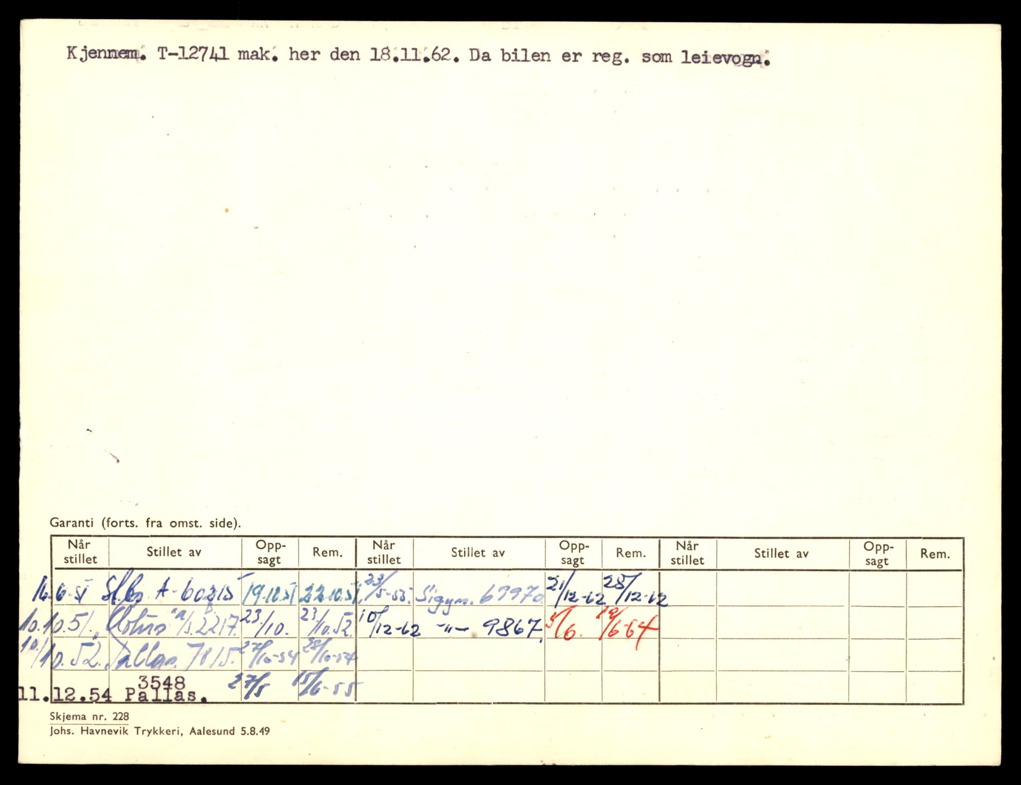 Møre og Romsdal vegkontor - Ålesund trafikkstasjon, AV/SAT-A-4099/F/Fe/L0033: Registreringskort for kjøretøy T 12151 - T 12474, 1927-1998, s. 1454