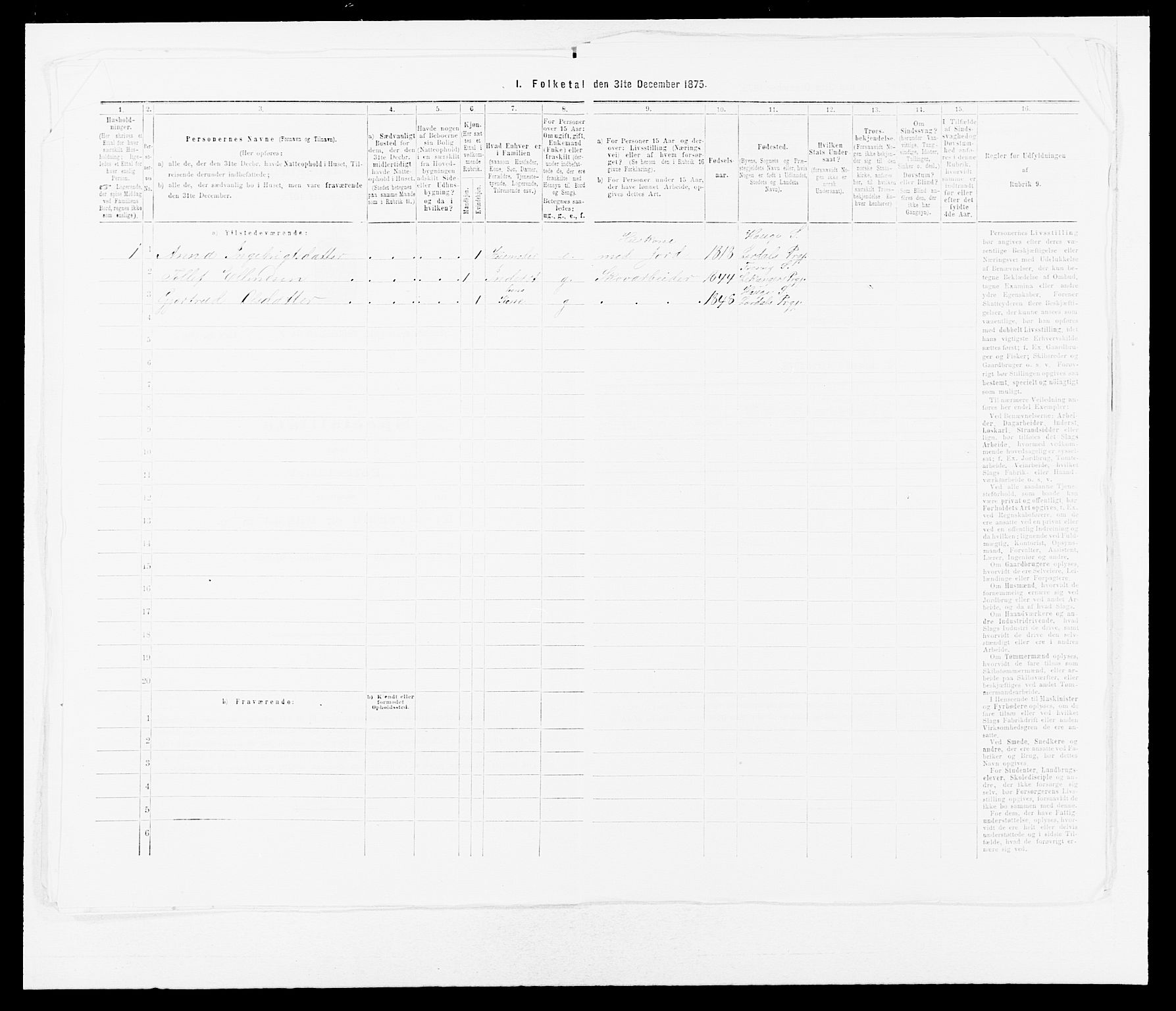 SAB, Folketelling 1875 for 1422P Lærdal prestegjeld, 1875, s. 112