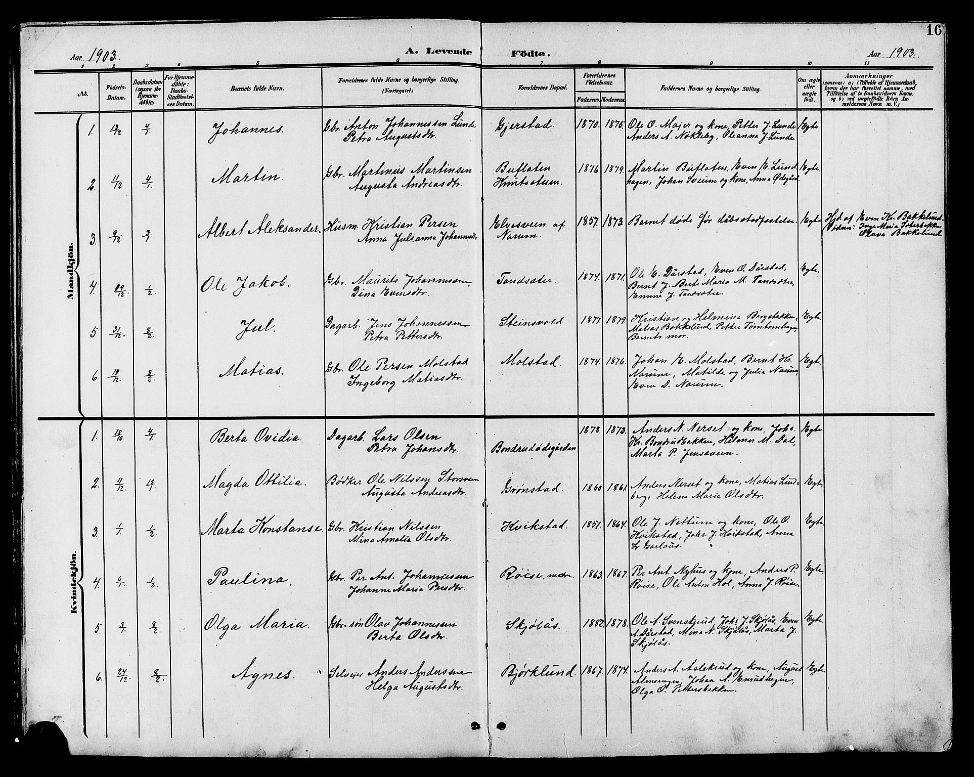 Vestre Toten prestekontor, AV/SAH-PREST-108/H/Ha/Hab/L0011: Klokkerbok nr. 11, 1901-1911, s. 16