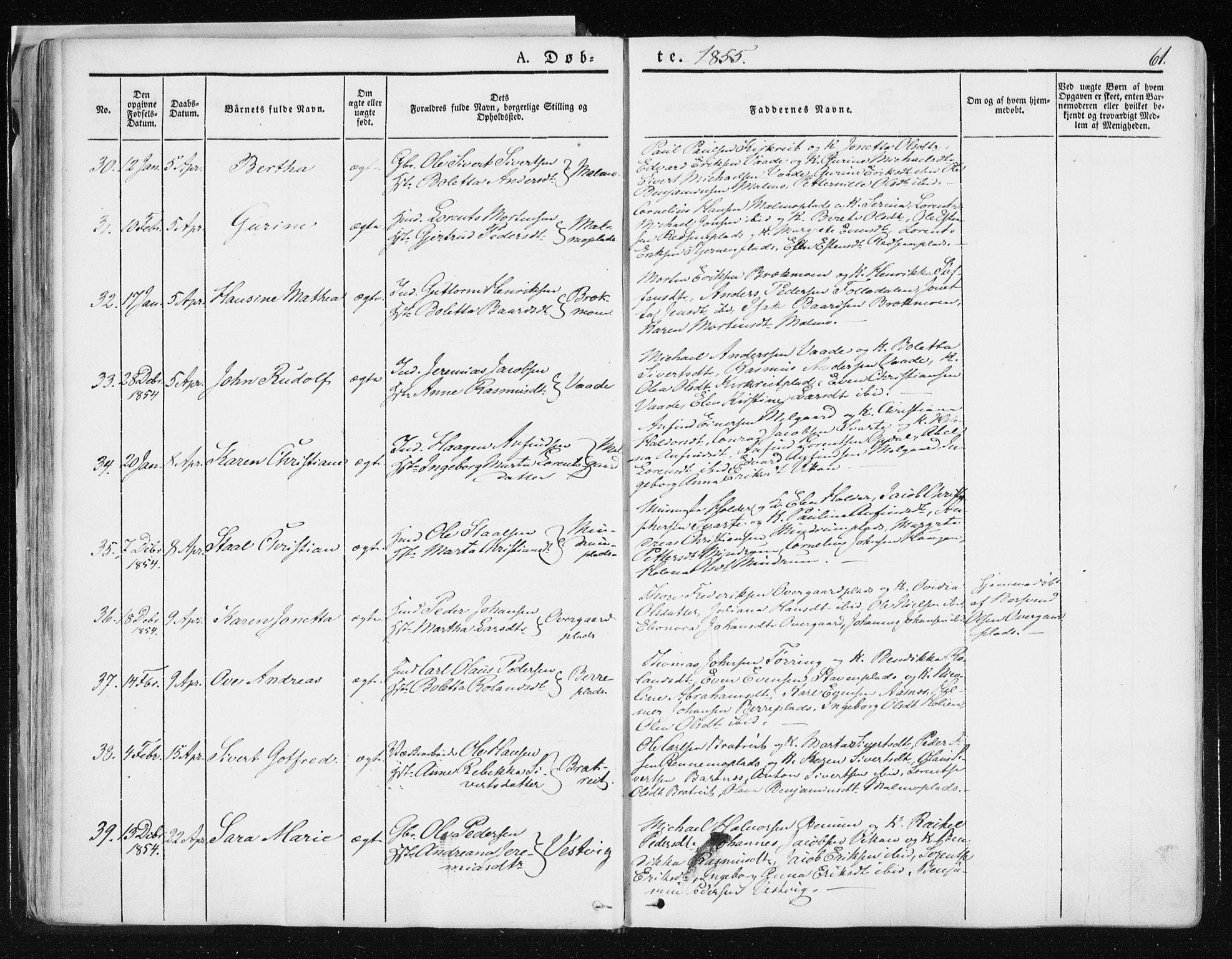 Ministerialprotokoller, klokkerbøker og fødselsregistre - Nord-Trøndelag, AV/SAT-A-1458/741/L0393: Ministerialbok nr. 741A07, 1849-1863, s. 61