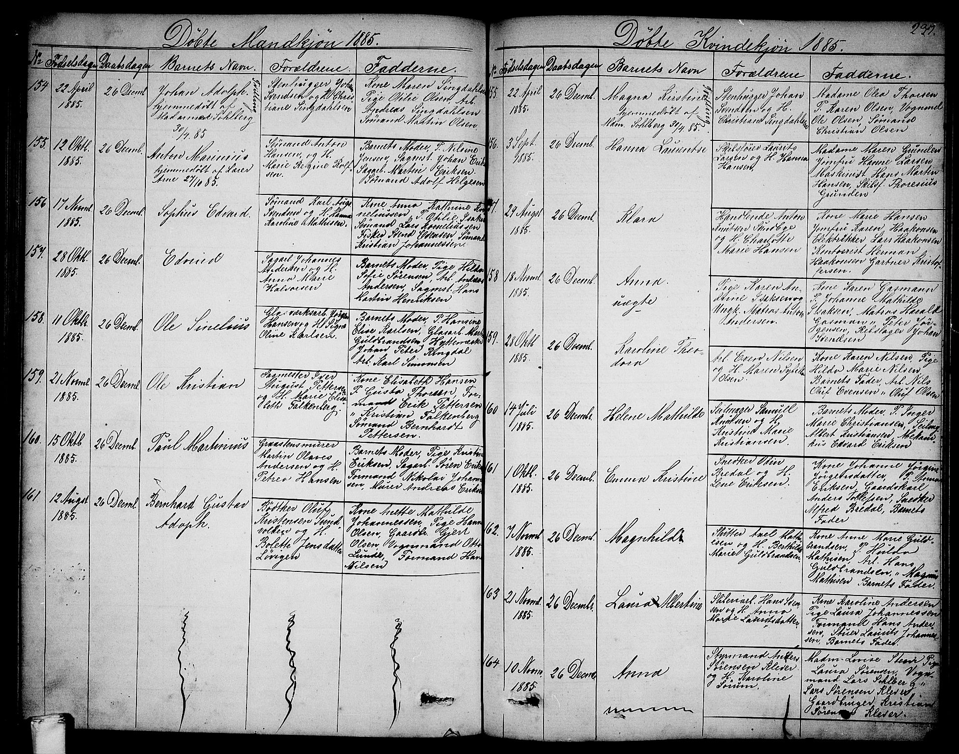 Larvik kirkebøker, AV/SAKO-A-352/G/Ga/L0004: Klokkerbok nr. I 4, 1871-1888, s. 237