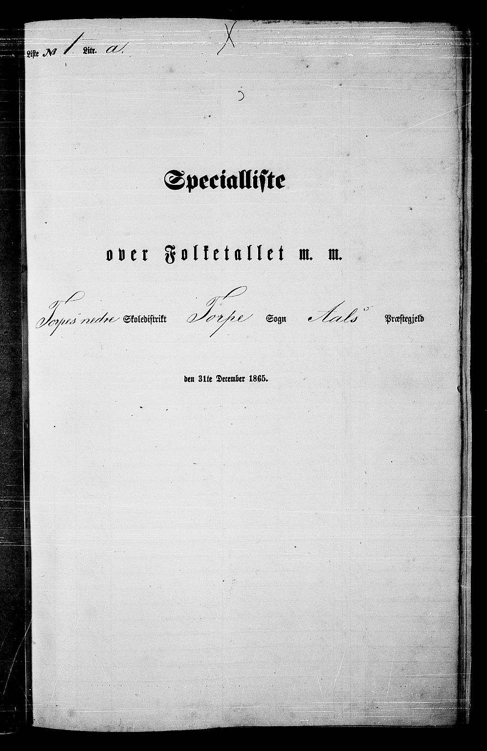 RA, Folketelling 1865 for 0619P Ål prestegjeld, 1865, s. 22