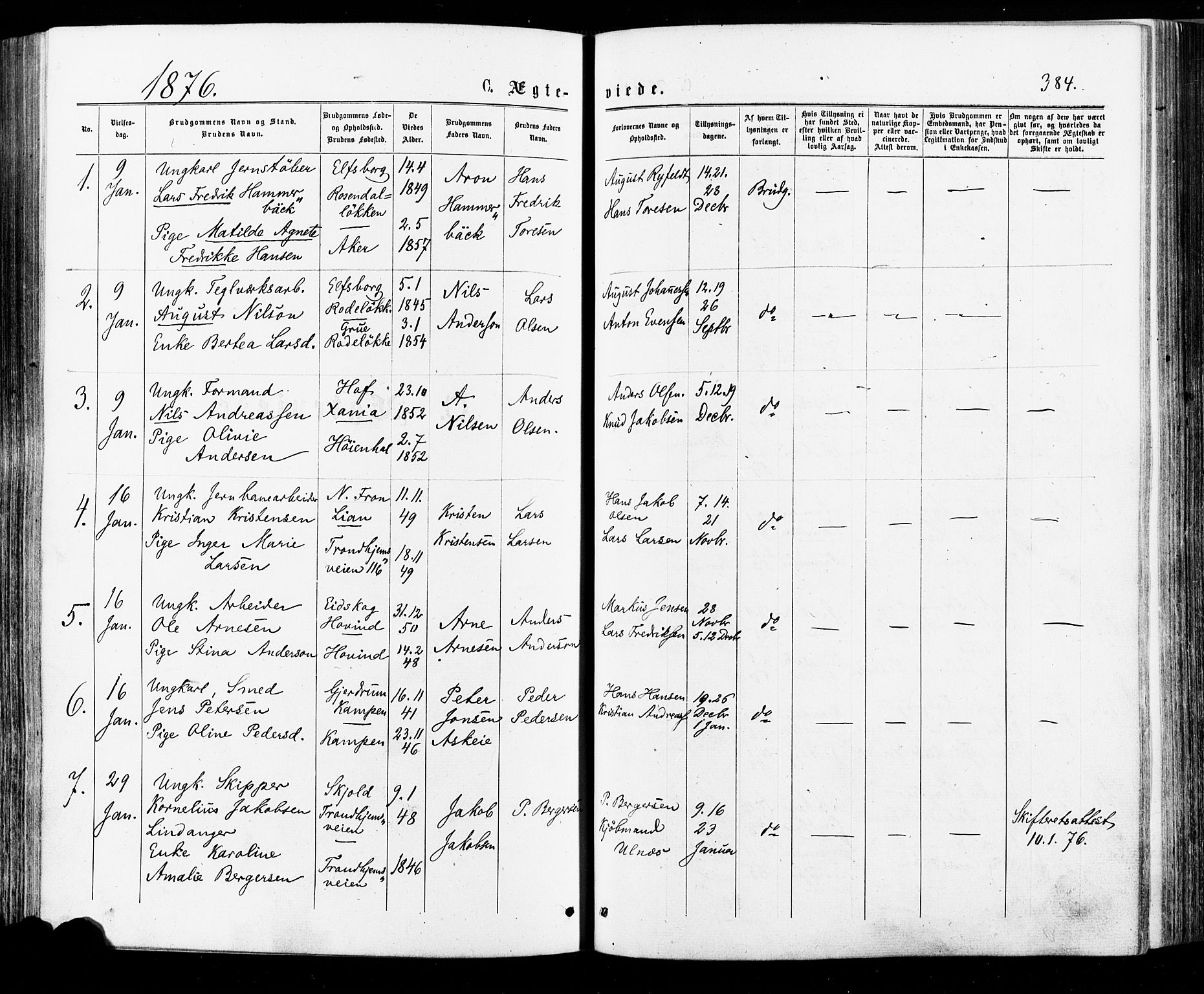 Østre Aker prestekontor Kirkebøker, AV/SAO-A-10840/F/Fa/L0004: Ministerialbok nr. I 4, 1876-1889, s. 384