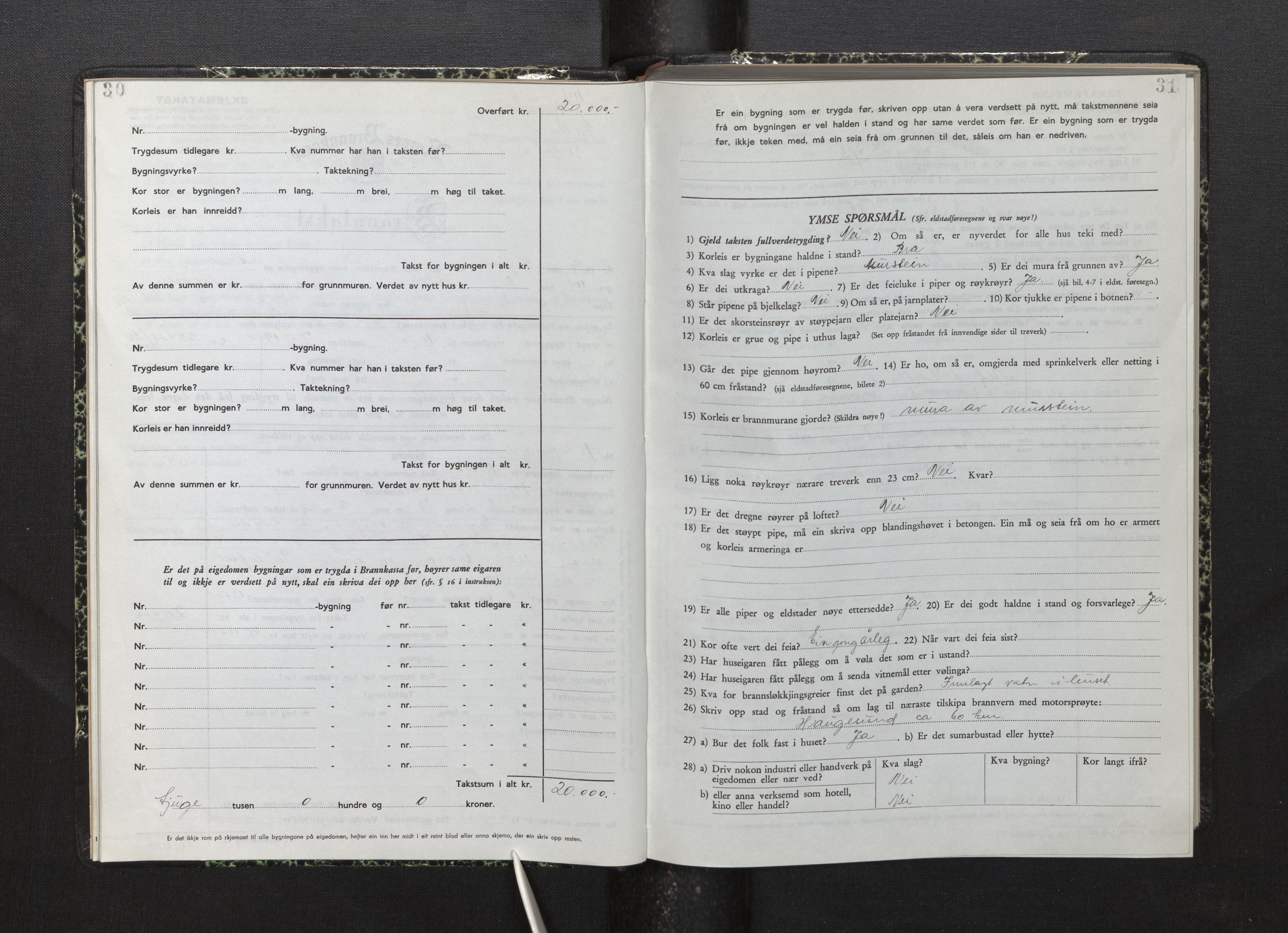 Lensmannen i Fjelberg, AV/SAB-A-32101/0012/L0008: Branntakstprotokoll, skjematakst, 1949-1955, s. 30-31