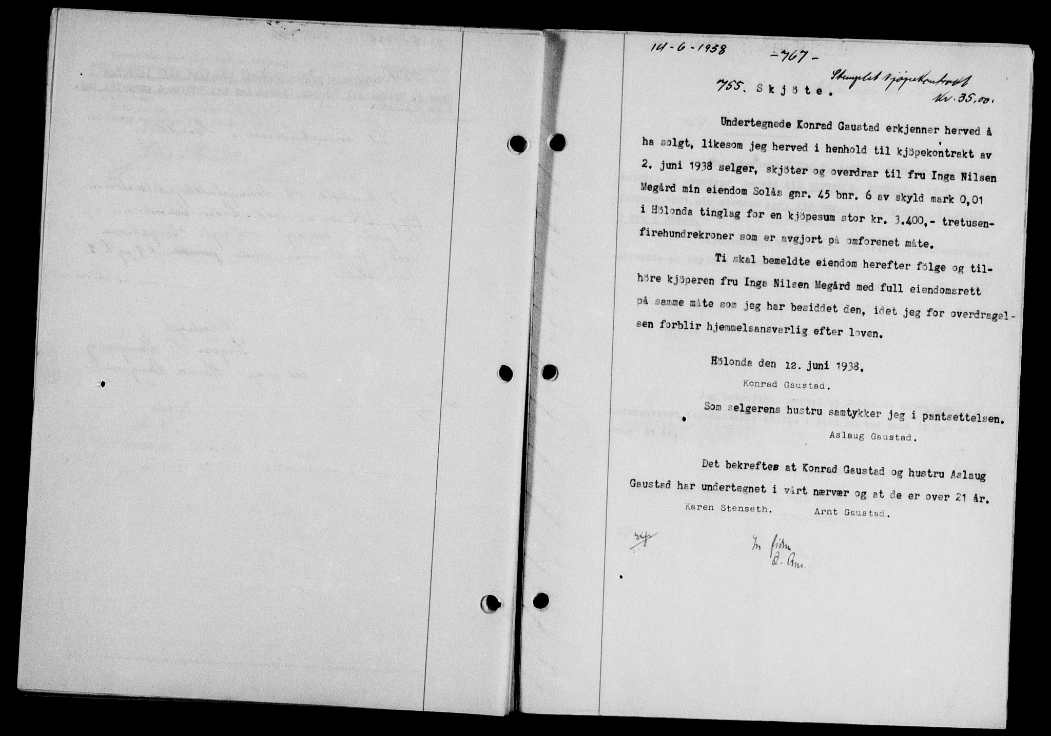 Gauldal sorenskriveri, SAT/A-0014/1/2/2C/L0048: Pantebok nr. 51-52, 1937-1938, s. 767, Dagboknr: 755/1938