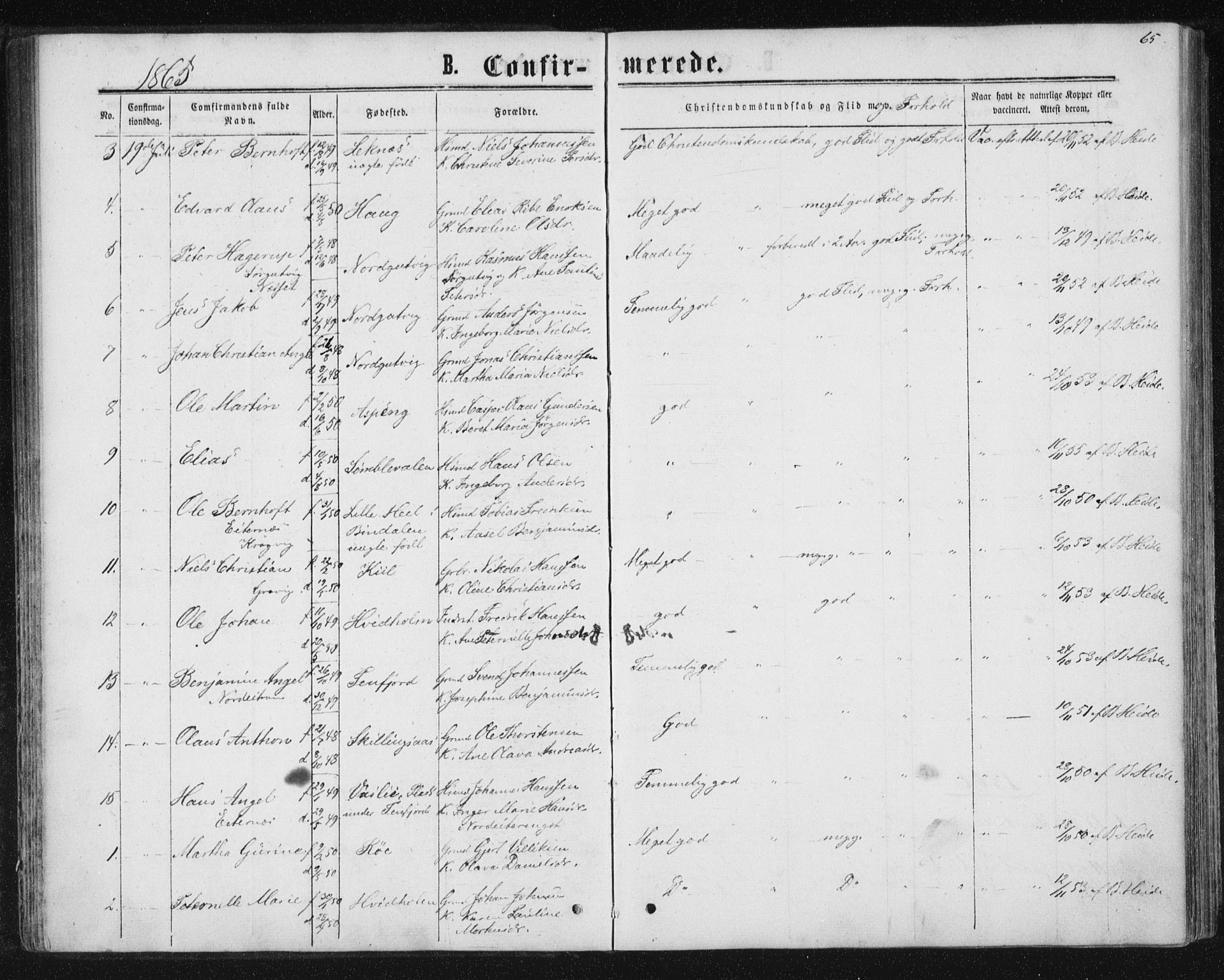 Ministerialprotokoller, klokkerbøker og fødselsregistre - Nord-Trøndelag, SAT/A-1458/788/L0696: Ministerialbok nr. 788A03, 1863-1877, s. 65