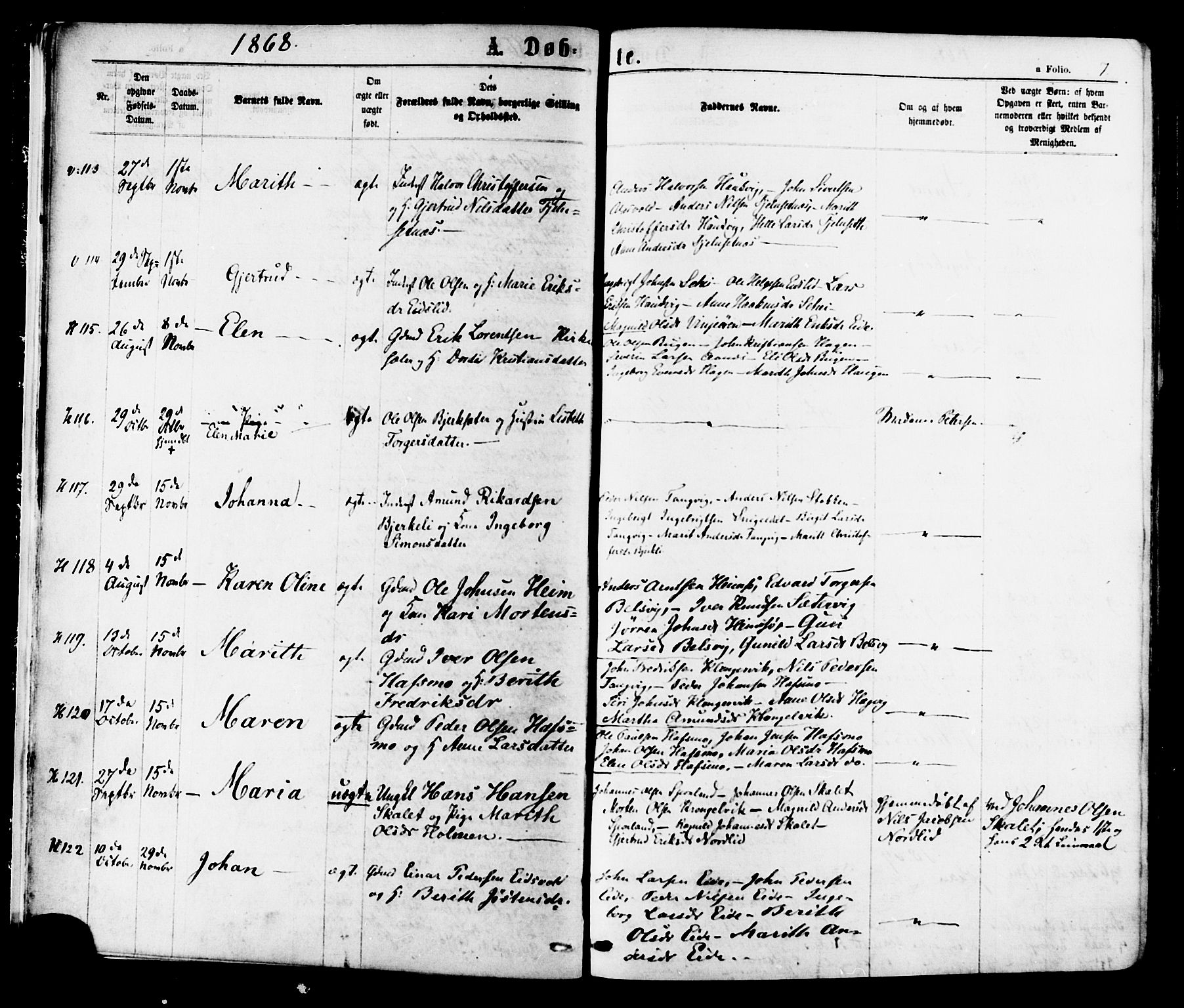 Ministerialprotokoller, klokkerbøker og fødselsregistre - Sør-Trøndelag, SAT/A-1456/630/L0495: Ministerialbok nr. 630A08, 1868-1878, s. 7