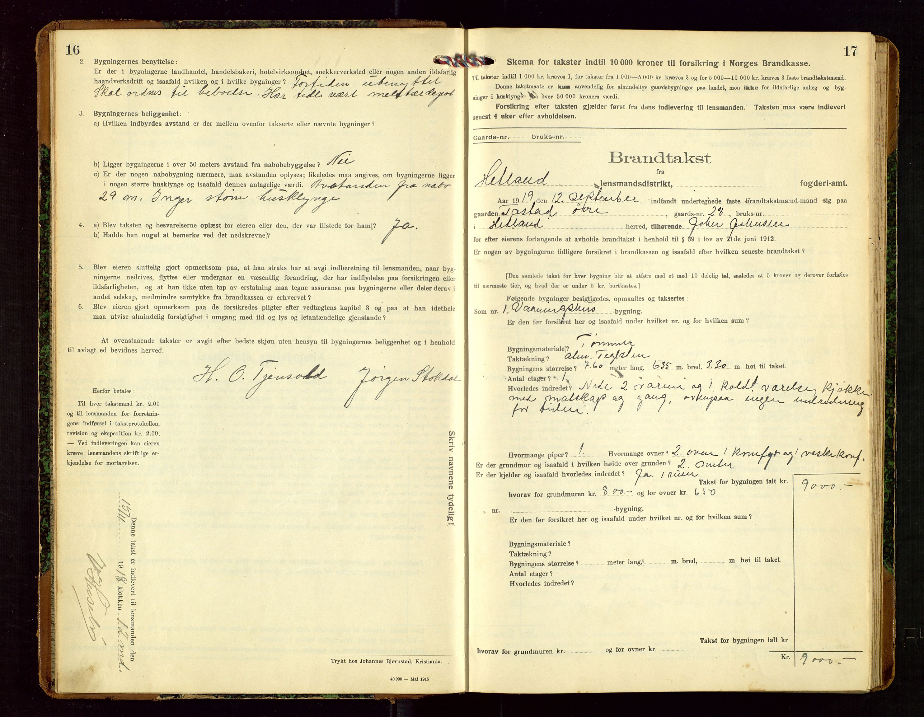 Hetland lensmannskontor, SAST/A-100101/Gob/L0002: "Brandtakstprotokol", 1918-1932, s. 16-17