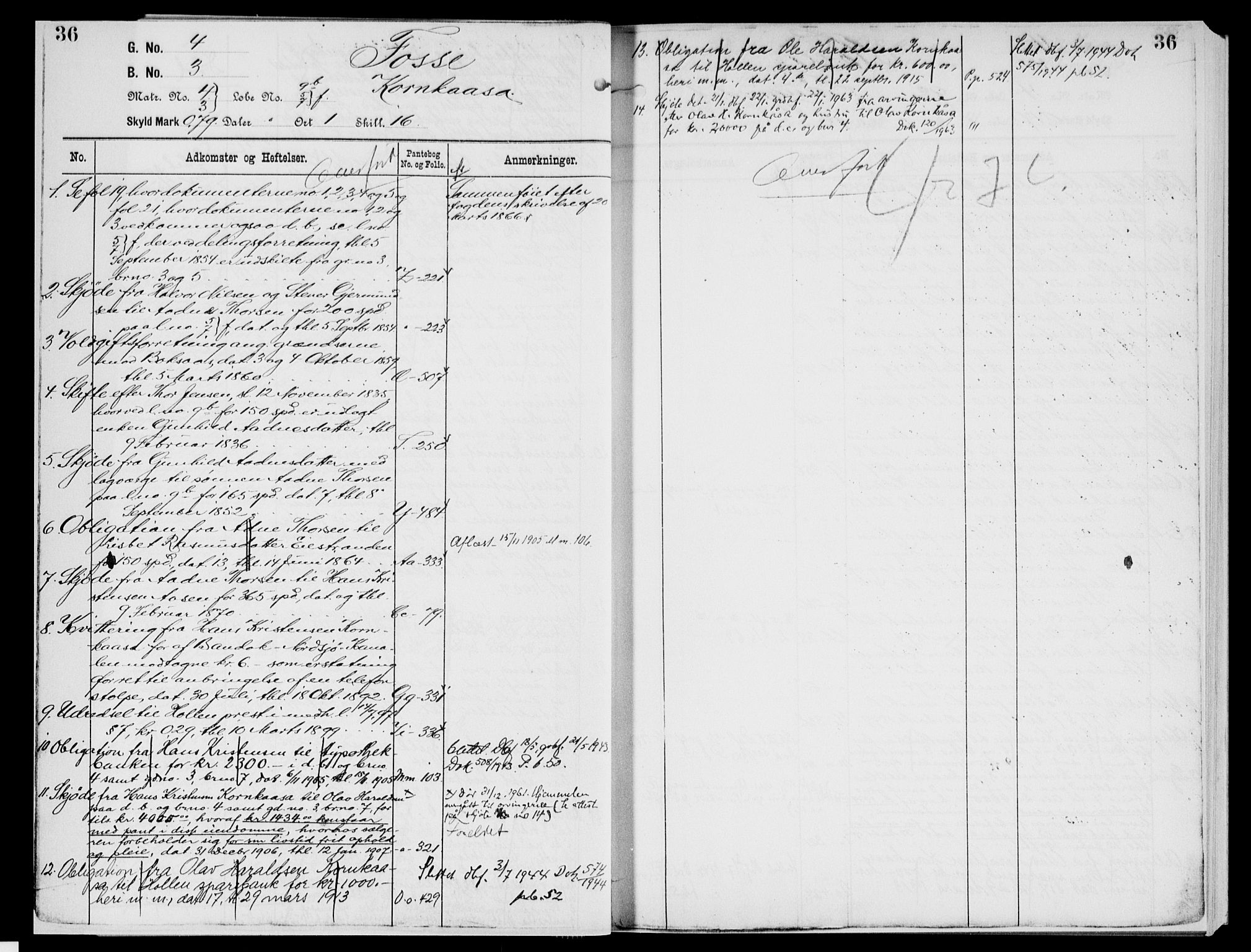 Nedre Telemark sorenskriveri, AV/SAKO-A-135/G/Gb/Gbg/L0001: Panteregister nr. VII 1, s. 36