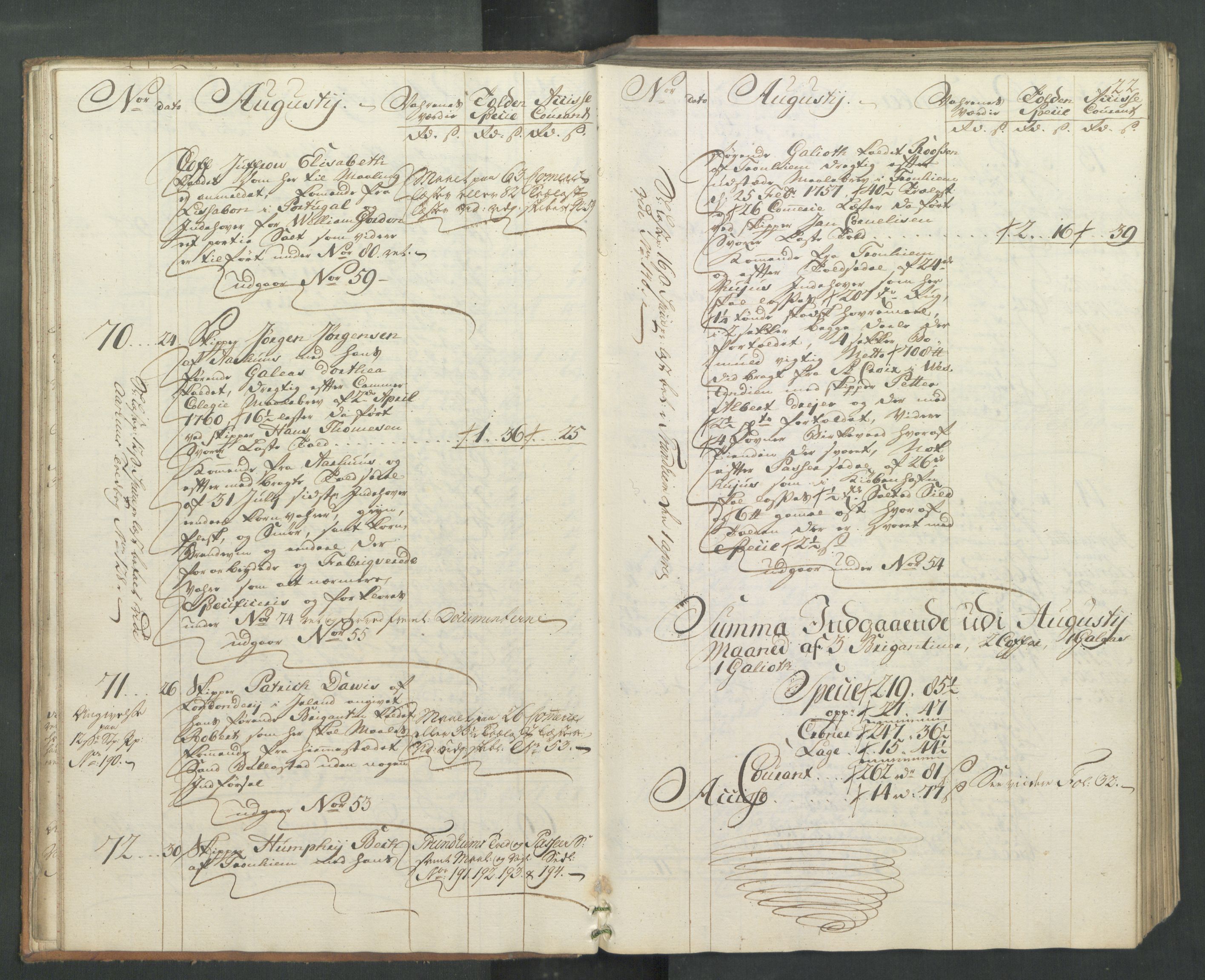 Generaltollkammeret, tollregnskaper, AV/RA-EA-5490/R32/L0019/0001: Tollregnskaper Kristiansund / Hovedtollbok, 1762, s. 21b-22a