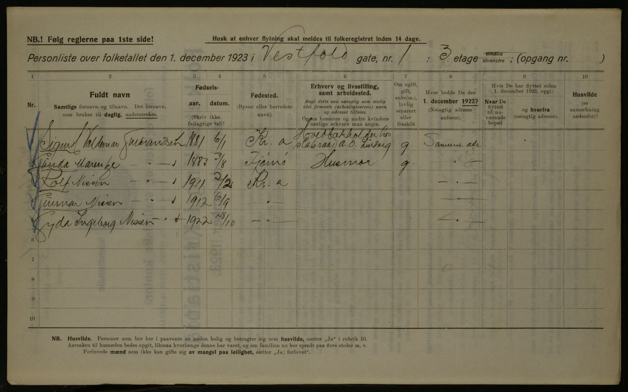 OBA, Kommunal folketelling 1.12.1923 for Kristiania, 1923, s. 135200