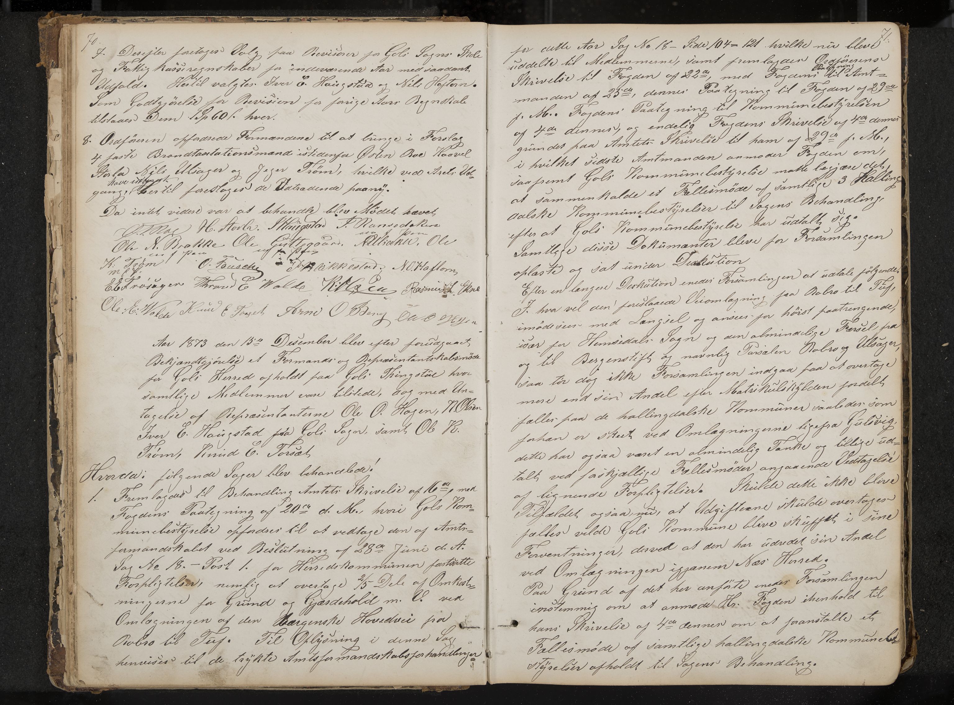 Gol formannskap og sentraladministrasjon, IKAK/0617021-1/A/Aa/L0002: Møtebok med register, 1870-1892, s. 70-71