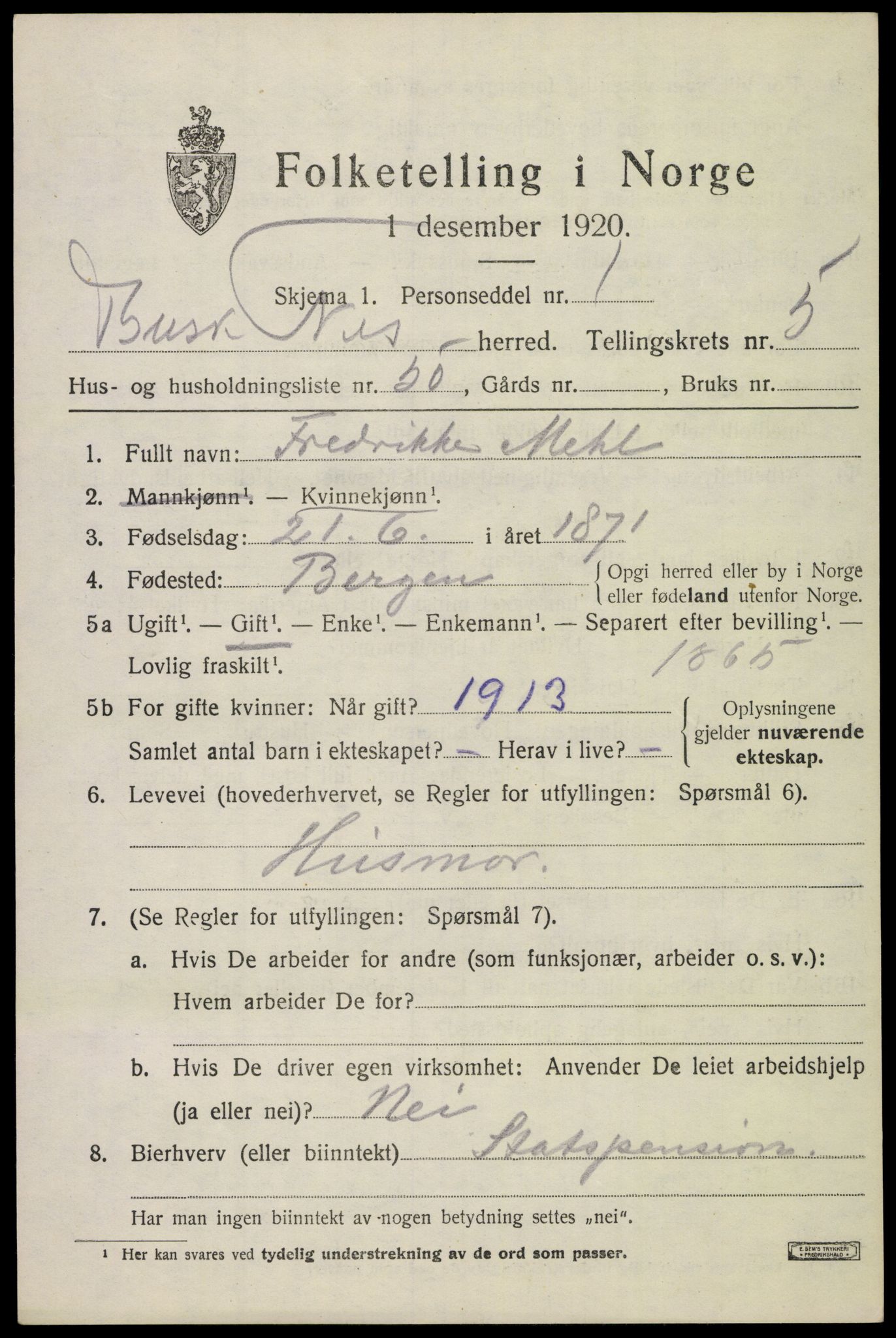 SAKO, Folketelling 1920 for 0616 Nes herred, 1920, s. 2940