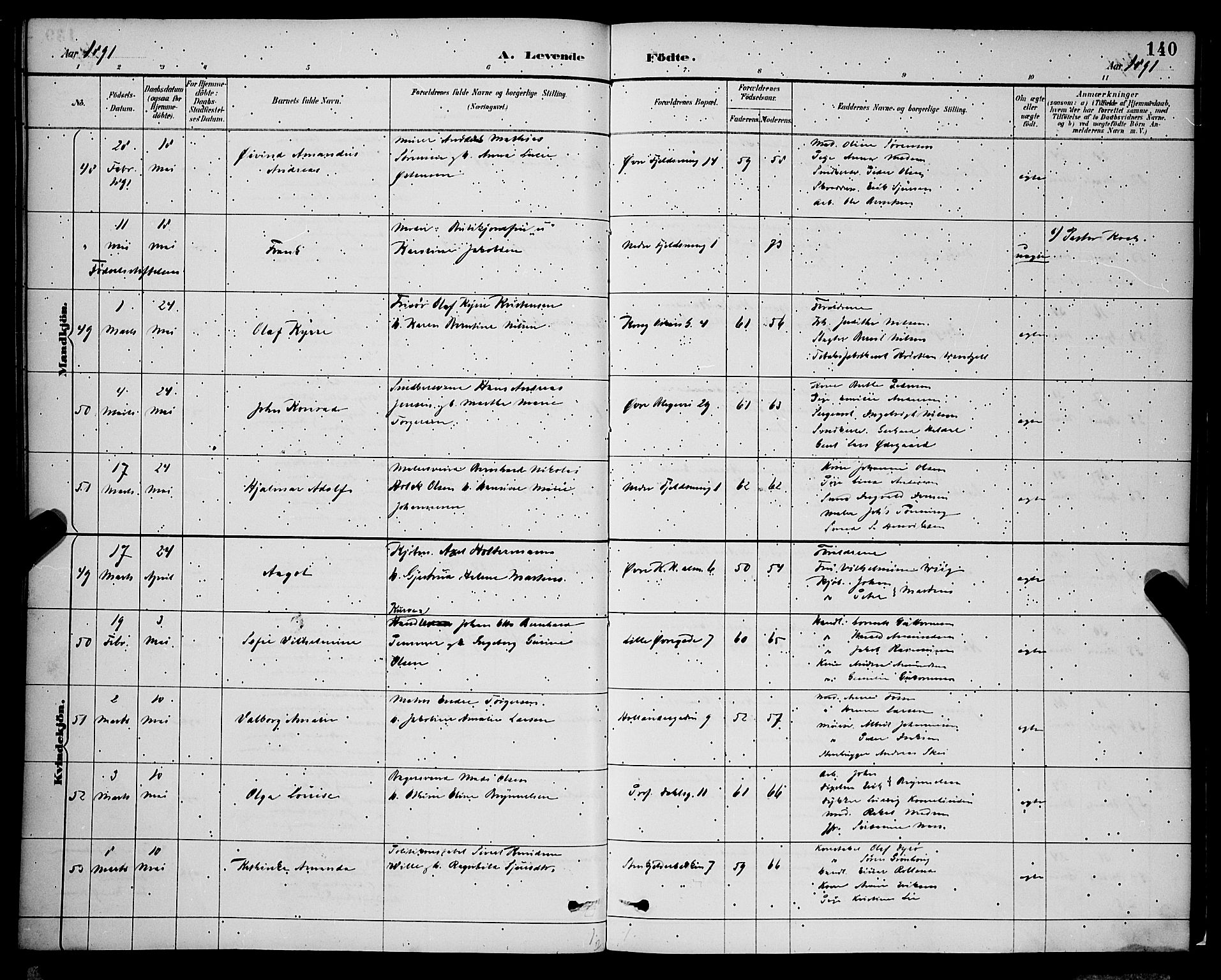 Korskirken sokneprestembete, AV/SAB-A-76101/H/Hab: Klokkerbok nr. B 9, 1887-1896, s. 140
