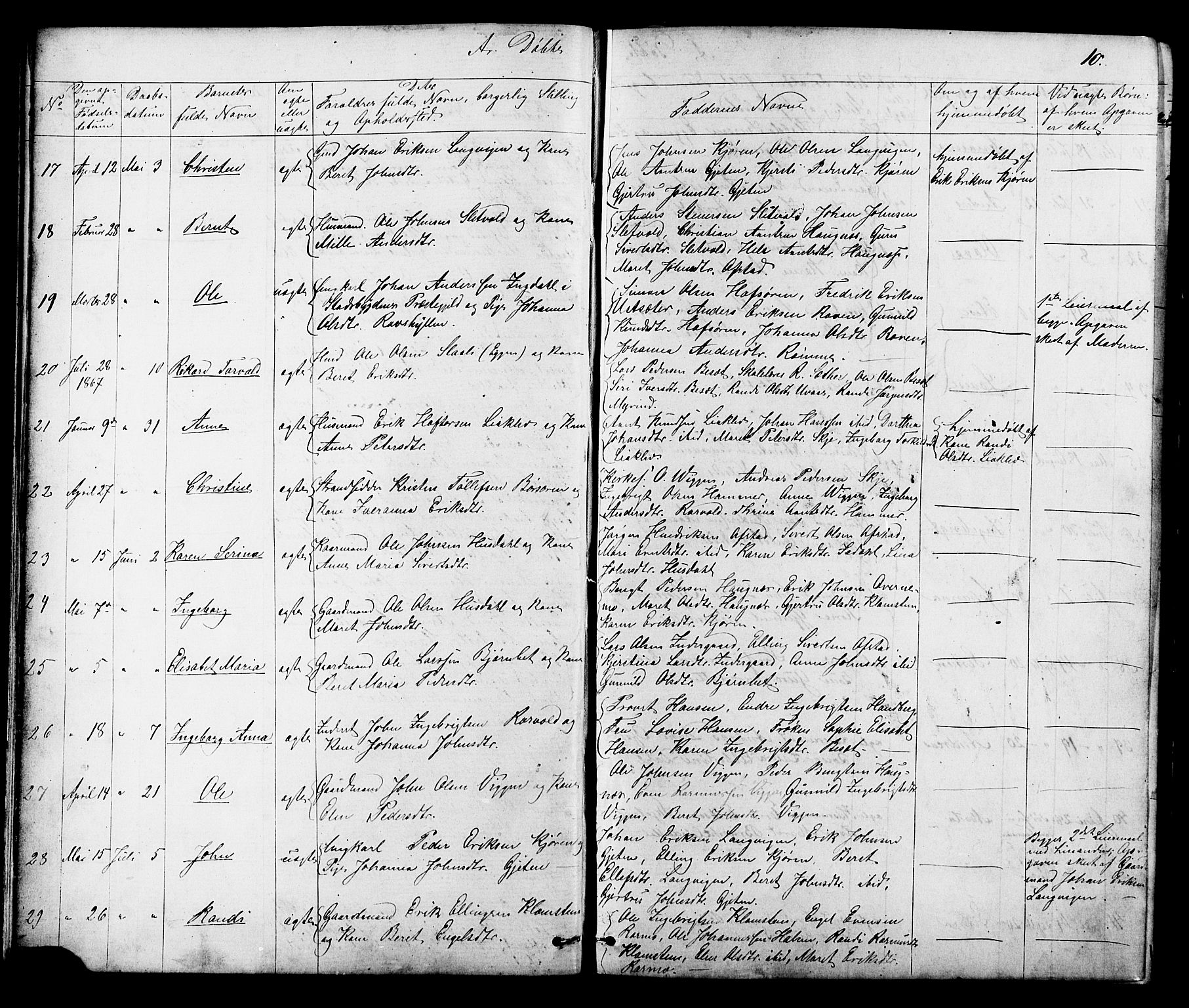 Ministerialprotokoller, klokkerbøker og fødselsregistre - Sør-Trøndelag, AV/SAT-A-1456/665/L0777: Klokkerbok nr. 665C02, 1867-1915, s. 10