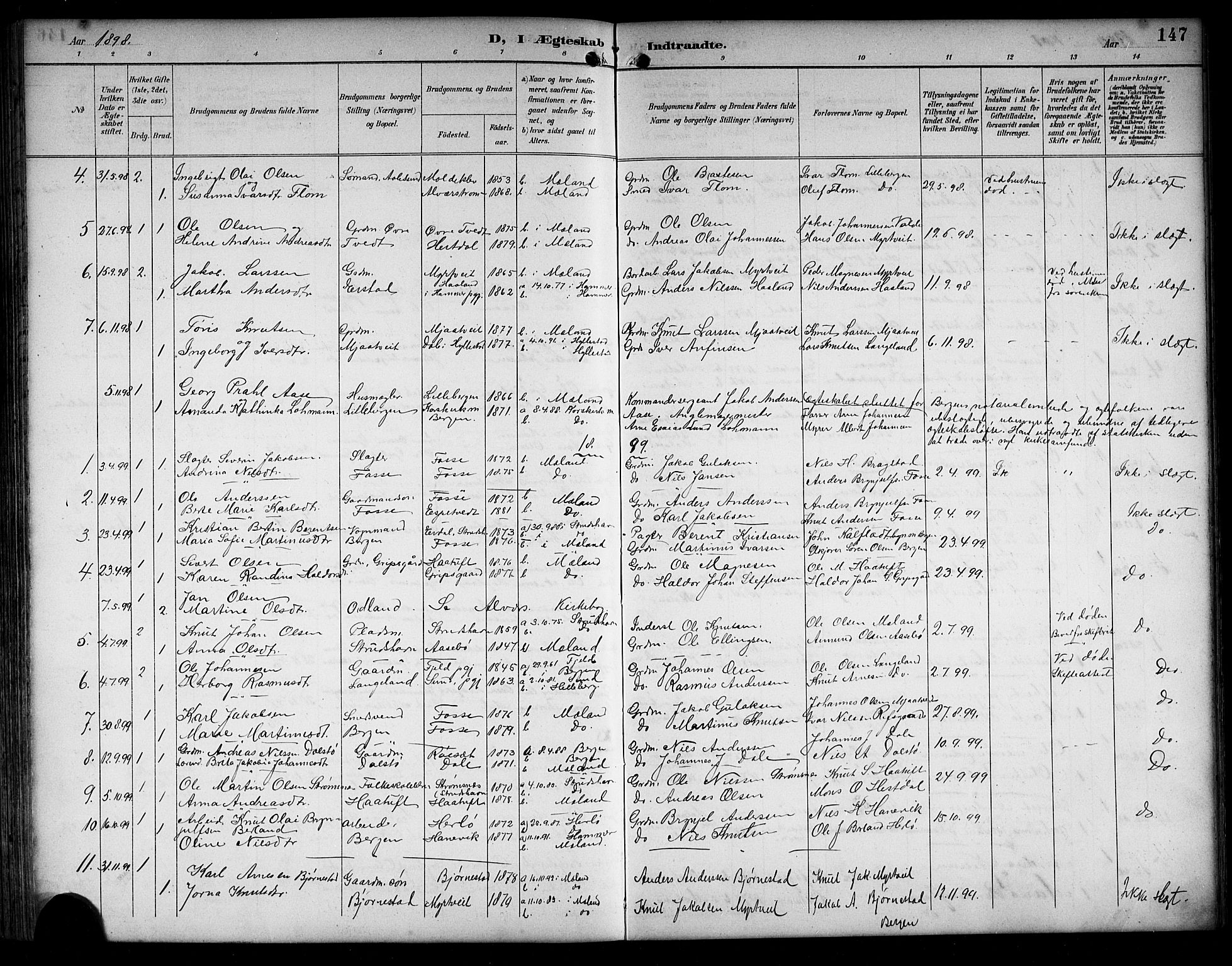 Alversund Sokneprestembete, AV/SAB-A-73901/H/Ha/Hab: Klokkerbok nr. C 4, 1894-1924, s. 147